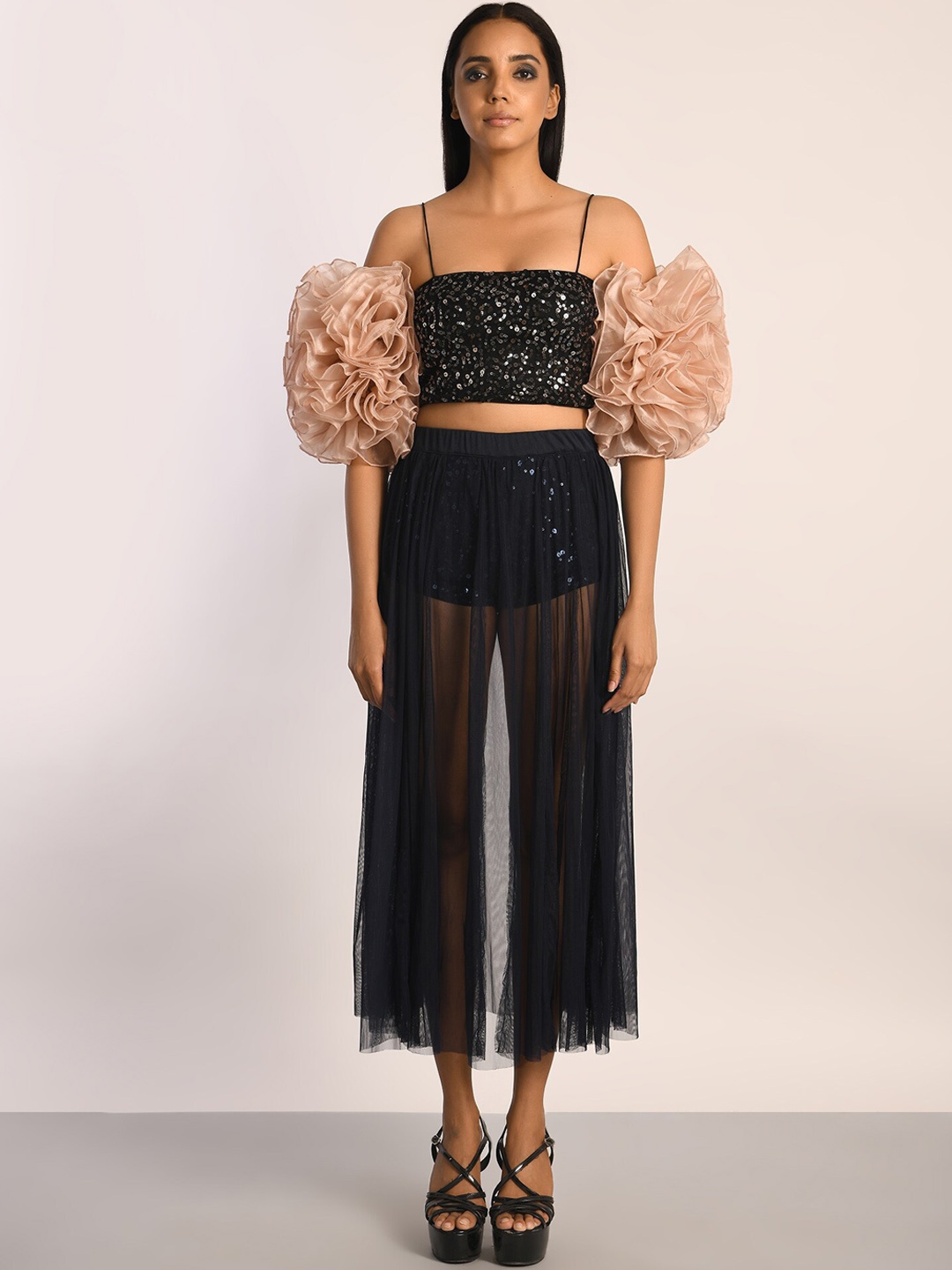 

ATTIC SALT Butt Shorts With Tulle Skirt, Blue