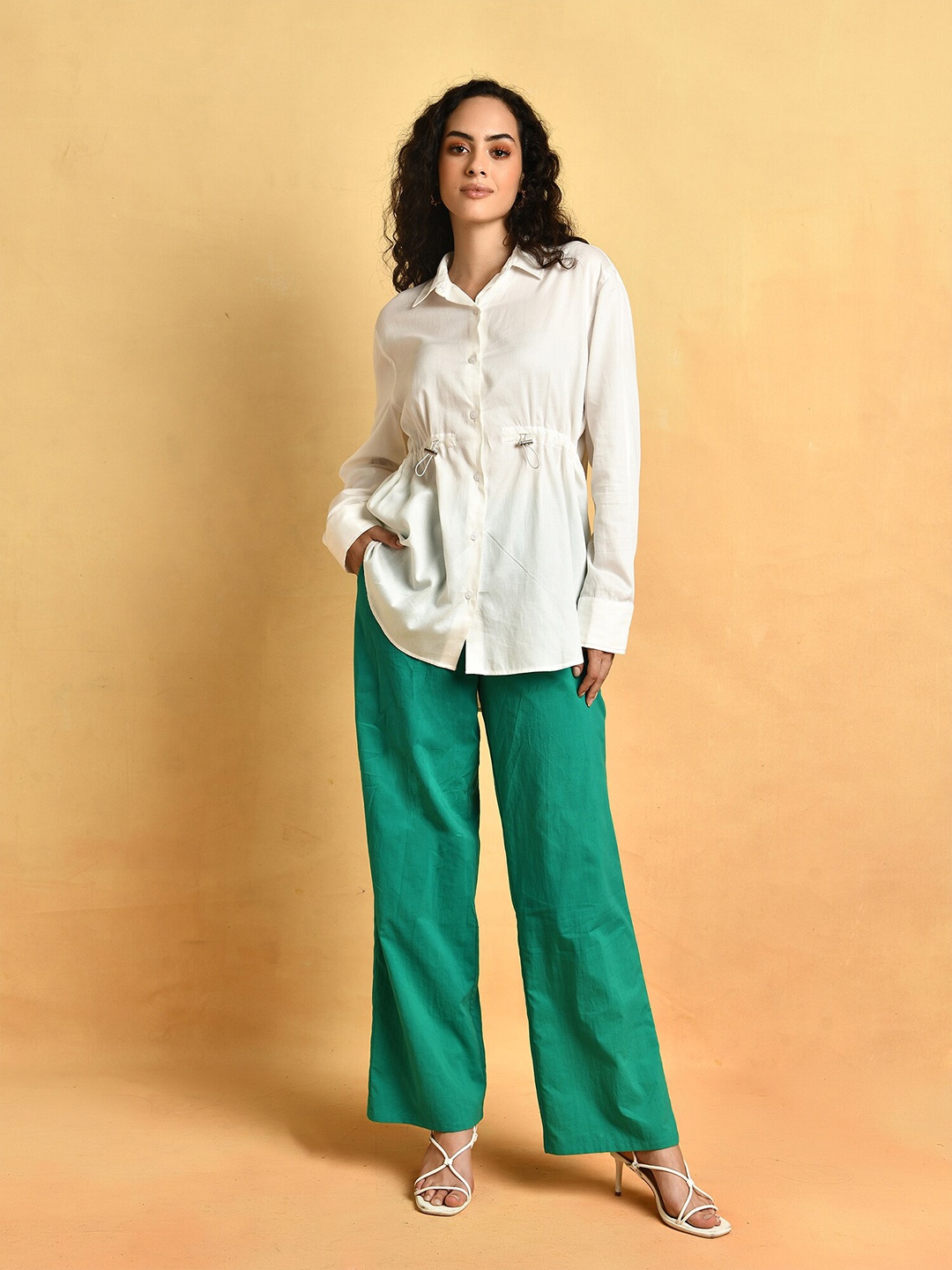 

ATTIC SALT Shirt Collar Cotton Shirt Style Top, White