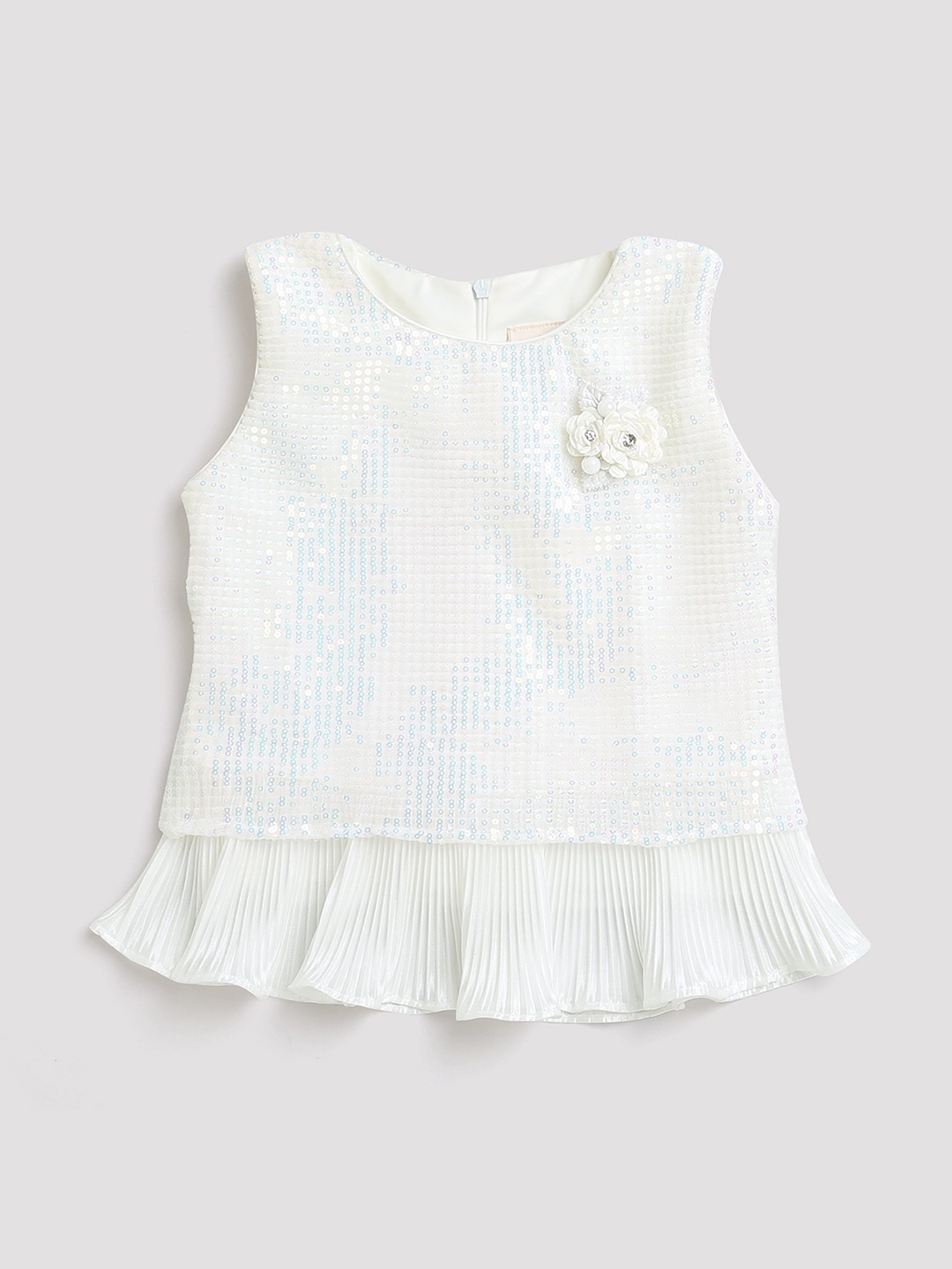 

Tiny Girls Embellished Sequined Regular Top, White