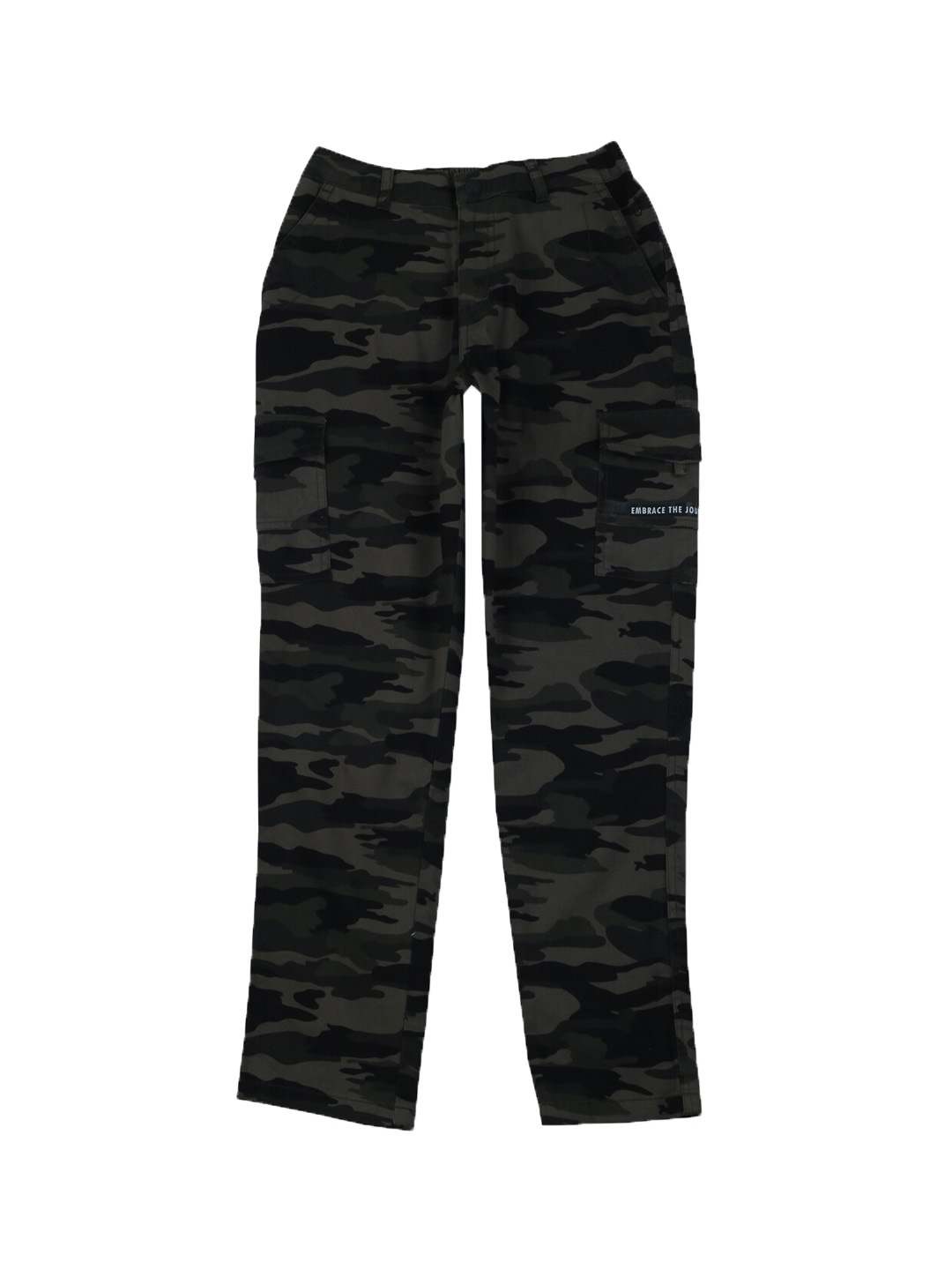 

Gini and Jony Boys Camouflage Printed Mid-Rise Cotton Cargos Trousers, Black