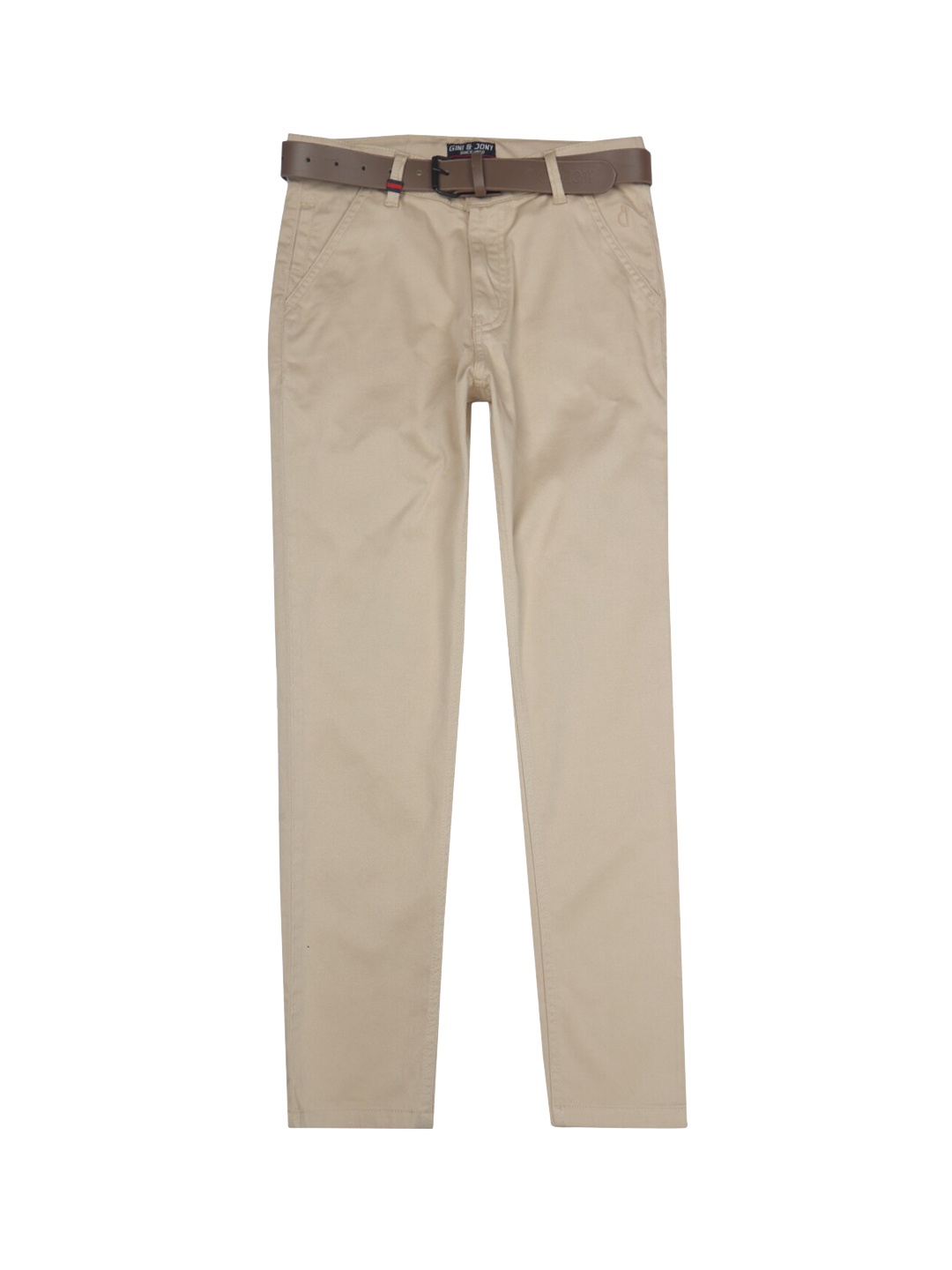 

Gini and Jony Boys Mid-Rise Cotton Chino Trousers With Belt, Beige