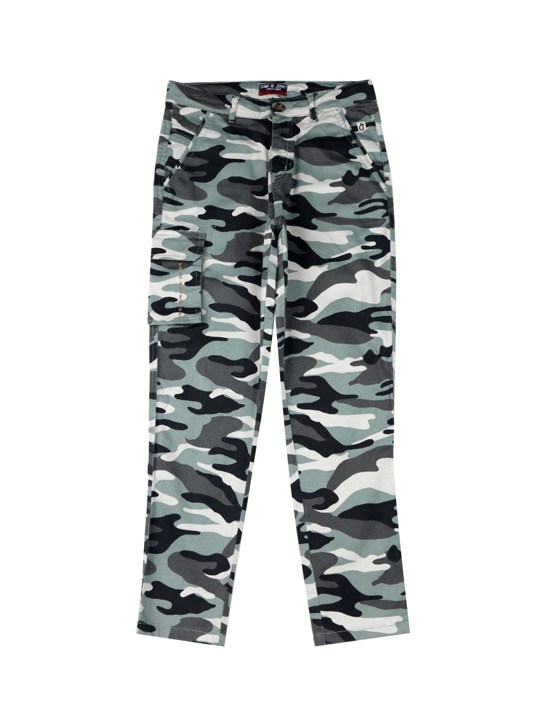 

Gini and Jony Infants Boys Camouflage Printed Cargos Trousers, Black
