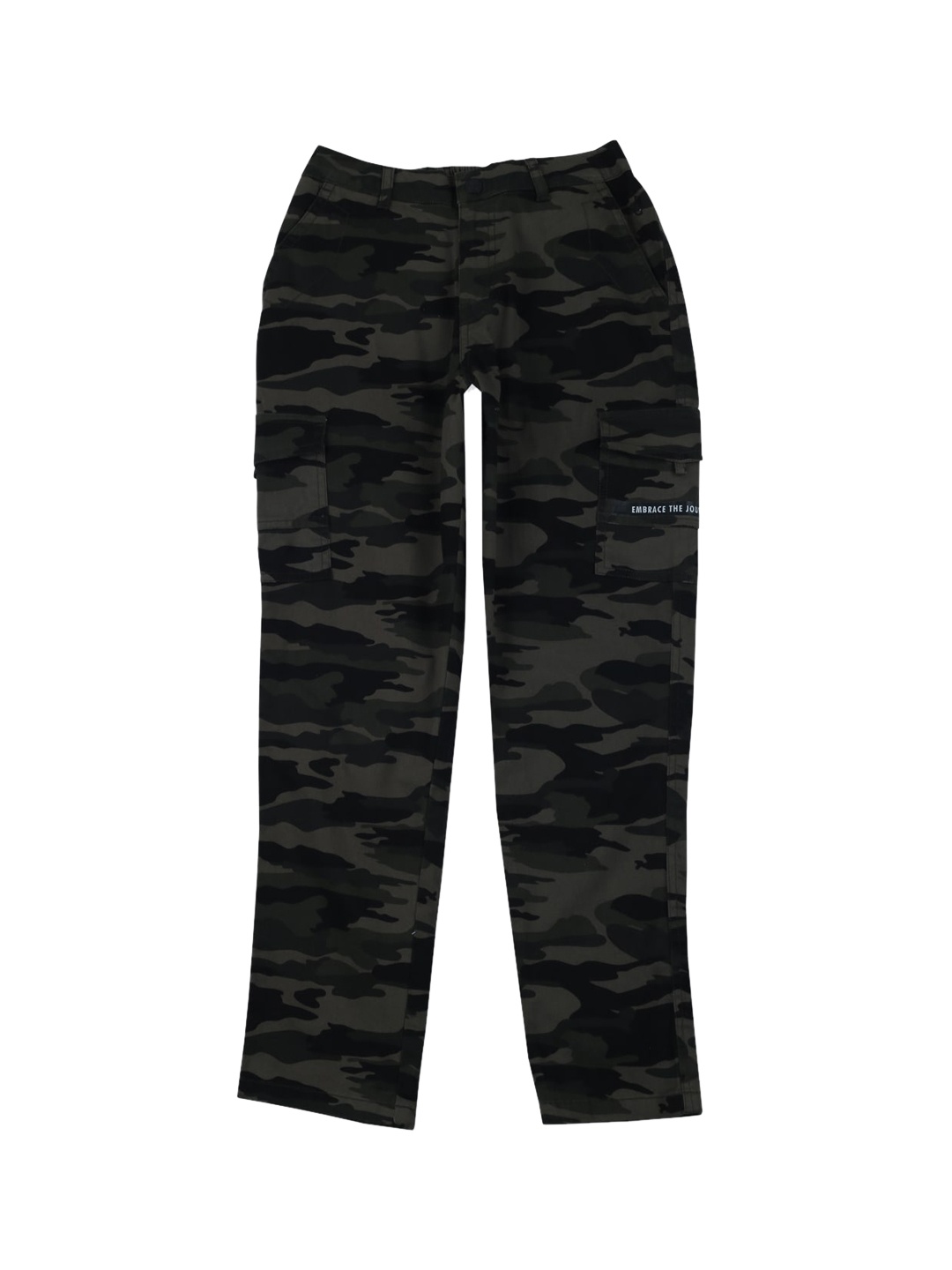

Gini and Jony Boys Camouflage Printed Mid-Rise Cotton Cargo Trousers, Black