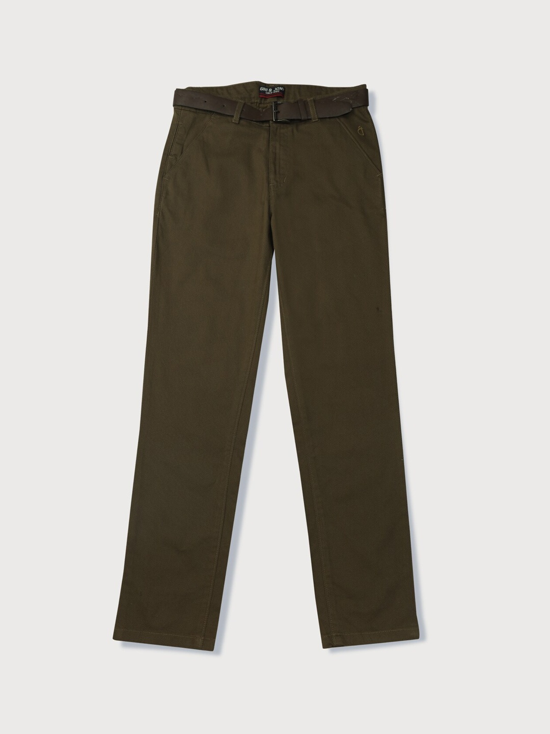 

Gini and Jony Boys Mid Rise Cotton Chinos Trousers, Olive