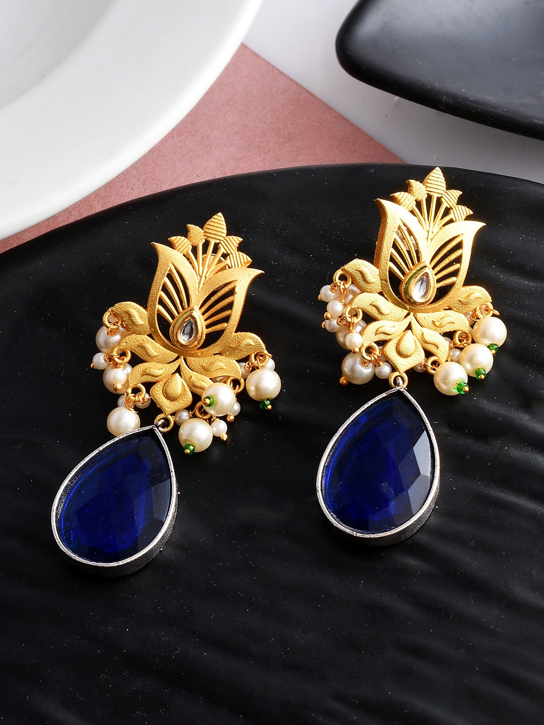 

Silvermerc Designs Gold-Plated Contemporary Drop Earrings