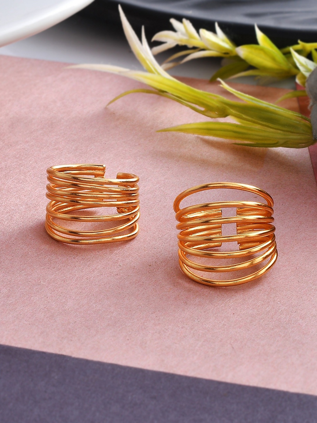 

Silvermerc Designs Gold-Plated Contemporary Studs Earrings