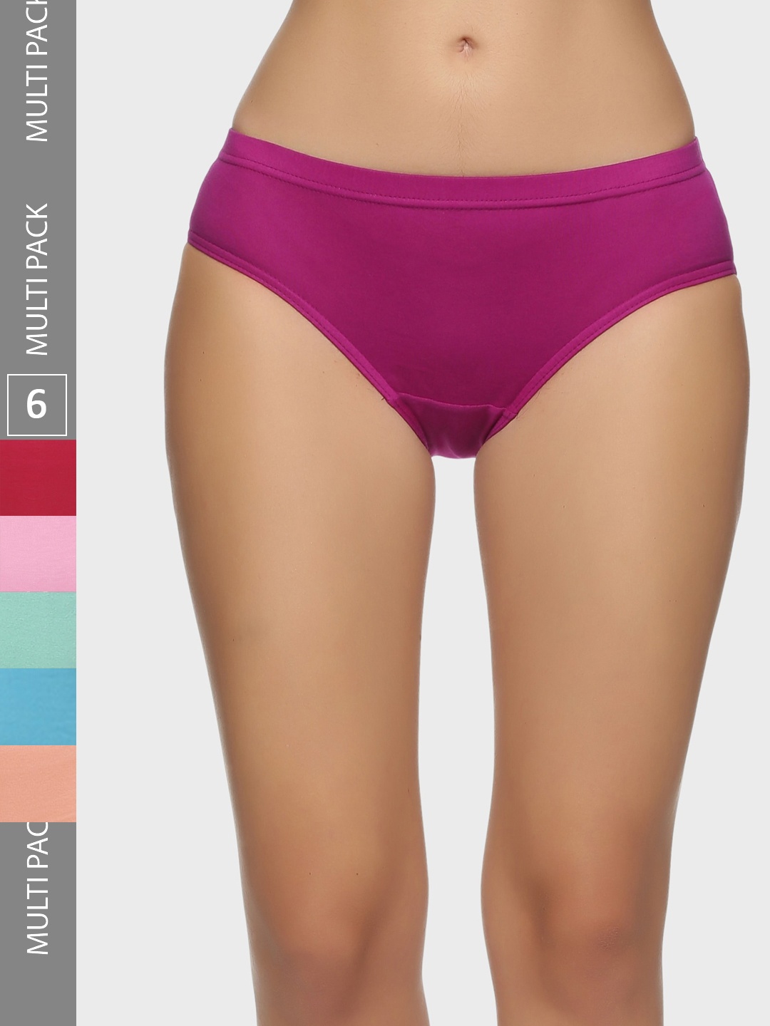 

Outflits Women Pack Of 6 Mid-Rise Cotton Basic Briefs, Red