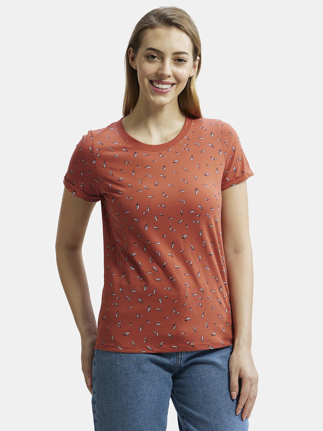 

Jockey Super Combed Cotton Printed Fabric Relaxed Fit T-shirt-A144, Red