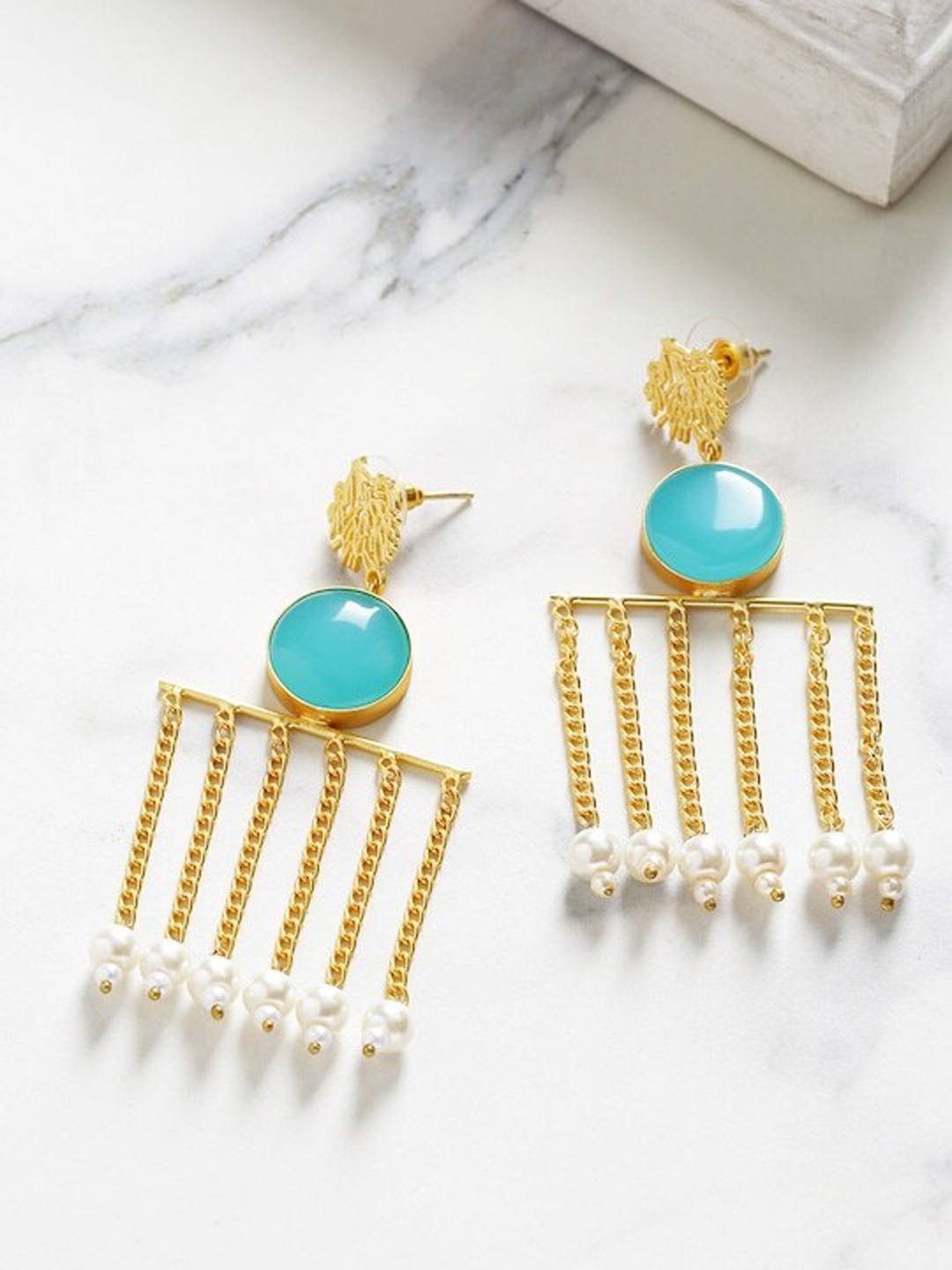 

Infuzze Gold-Plated Contemporary Drop Earrings