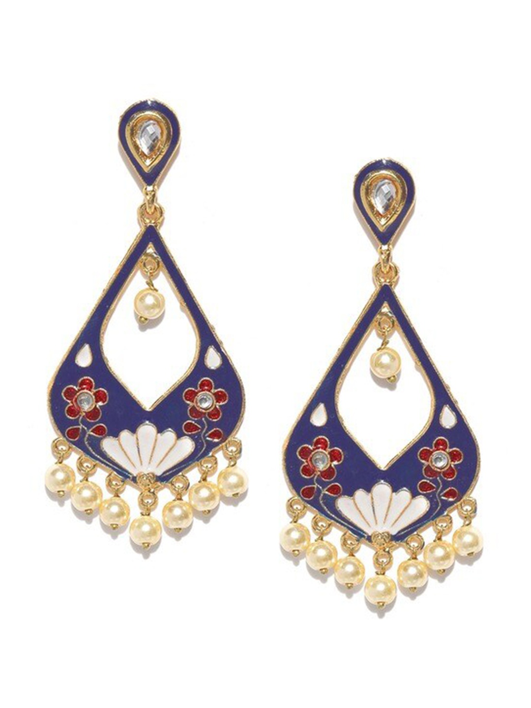 

Infuzze Gold-Plated Teardrop Shaped Drop Earrings