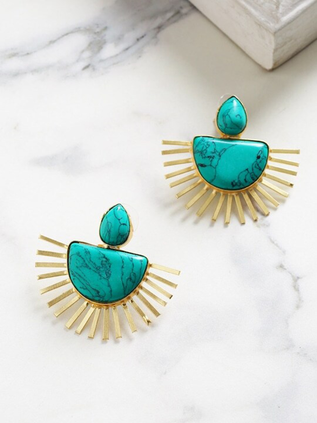 

Infuzze Gold-Plated Contemporary Drop Earrings