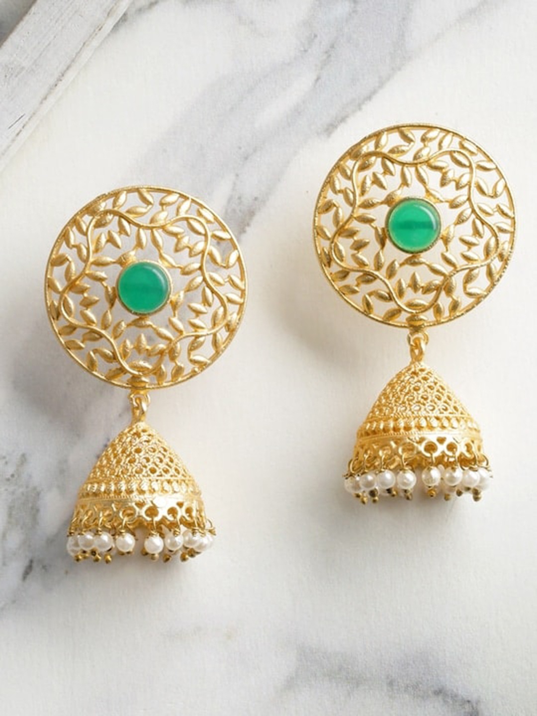 

Infuzze Gold-Plated Contemporary Jhumkas Earrings