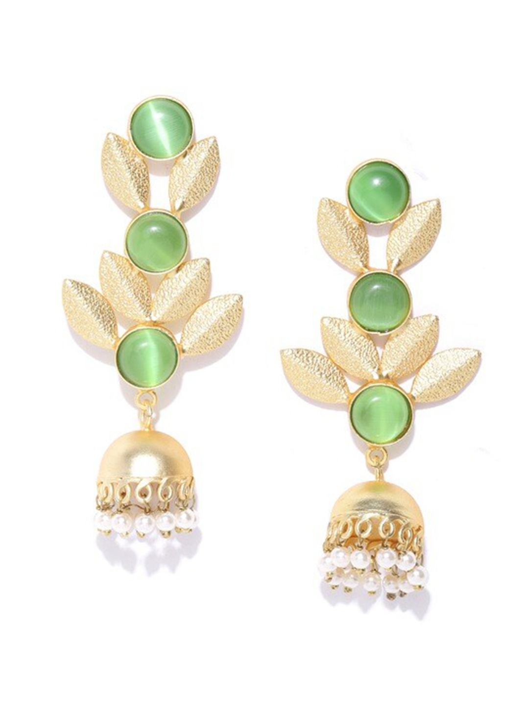 

Infuzze Gold-Plated Leaf Shaped Jhumkas Earrings