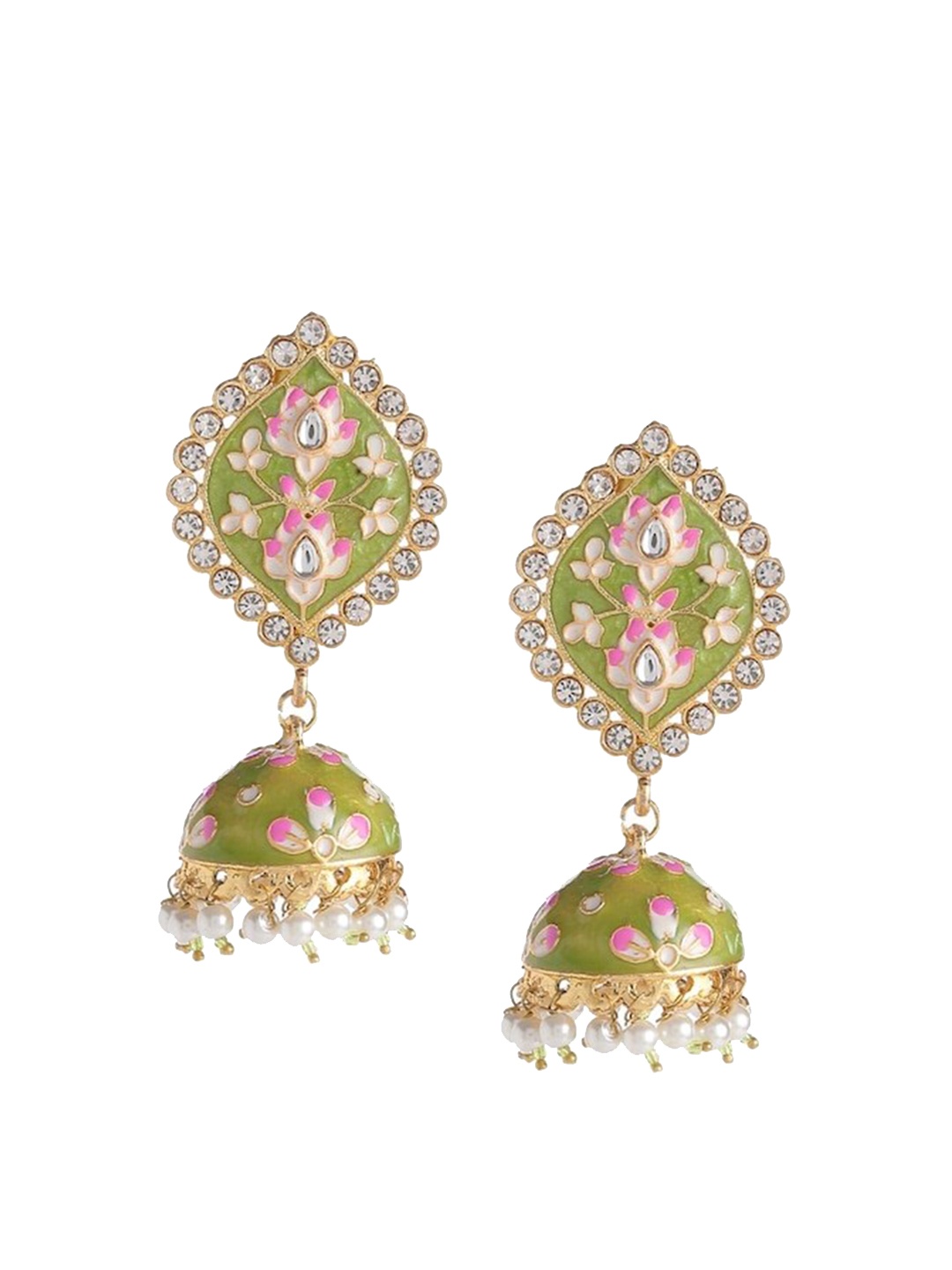 

Infuzze Gold-Plated Dome Shaped Jhumkas Earrings