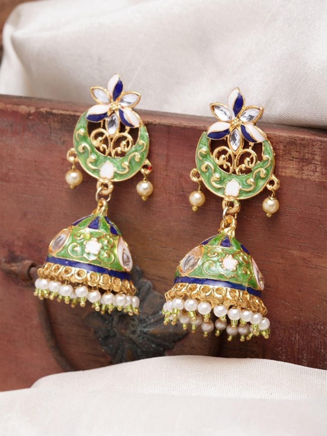 

Infuzze Gold-Plated Dome Shaped Jhumkas Earrings