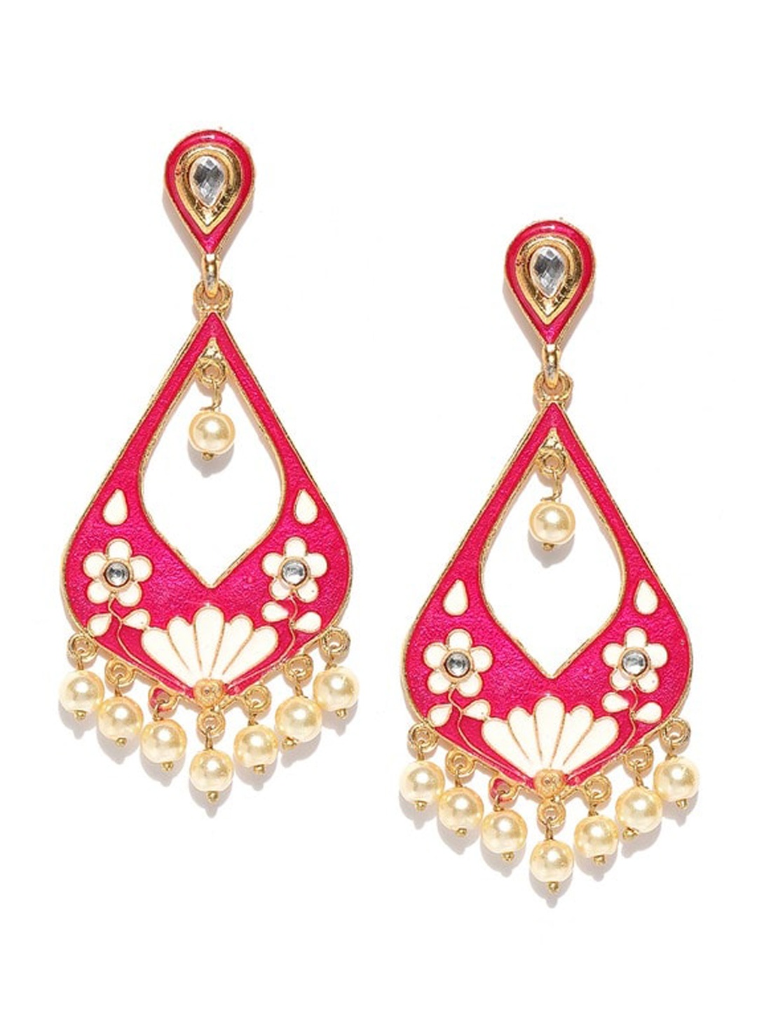 

Infuzze Gold-Plated Teardrop Shaped Drop Earrings