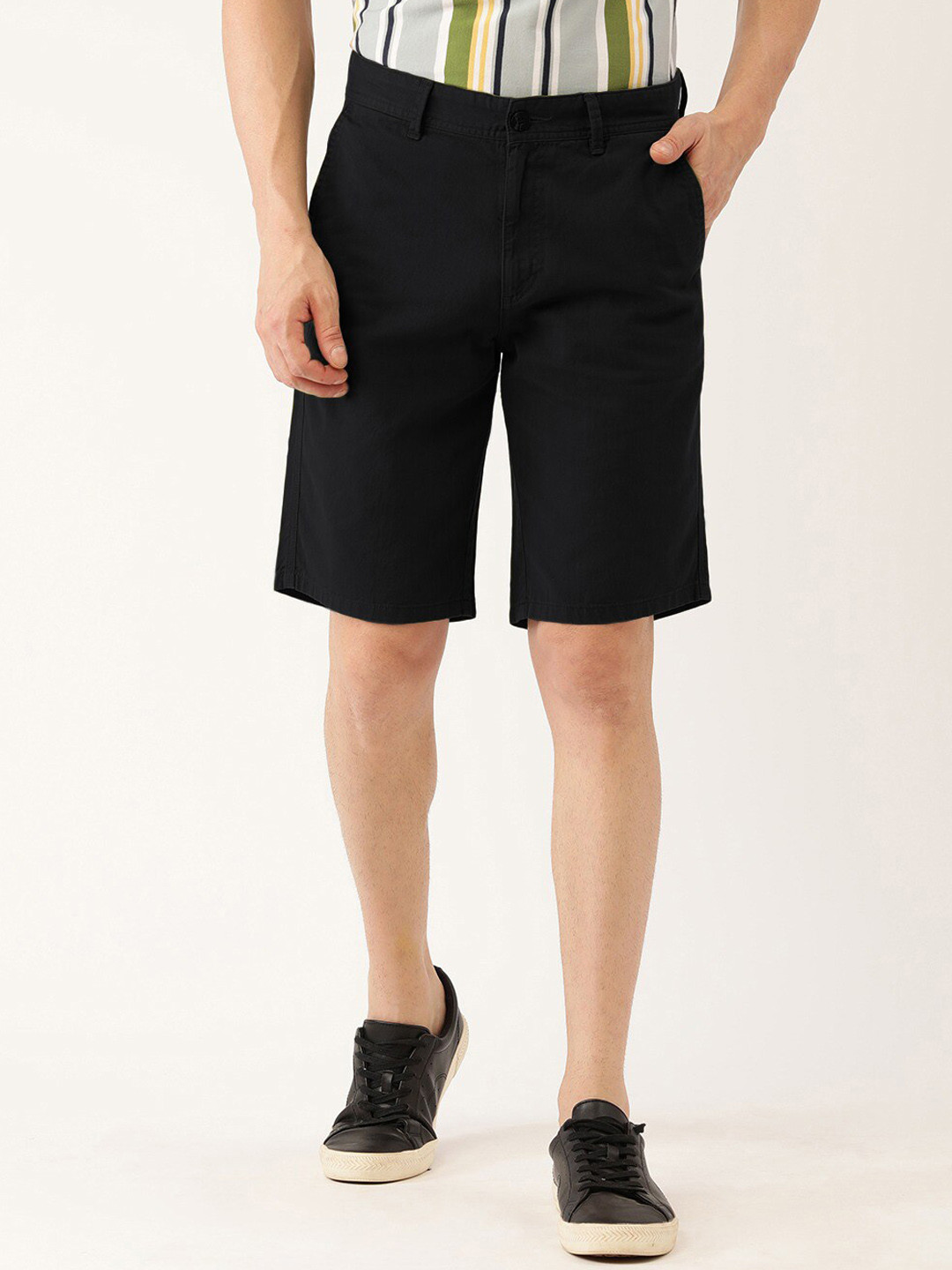 

IVOC Men Slim Fit Pure Cotton Shorts, Black