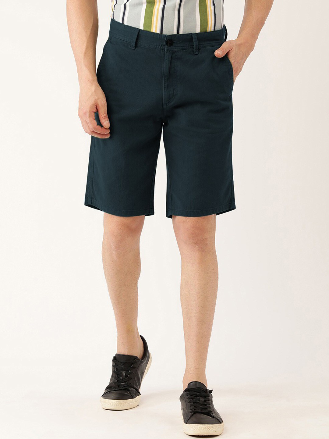 

IVOC Men Slim Fit Pure Cotton Shorts, Navy blue