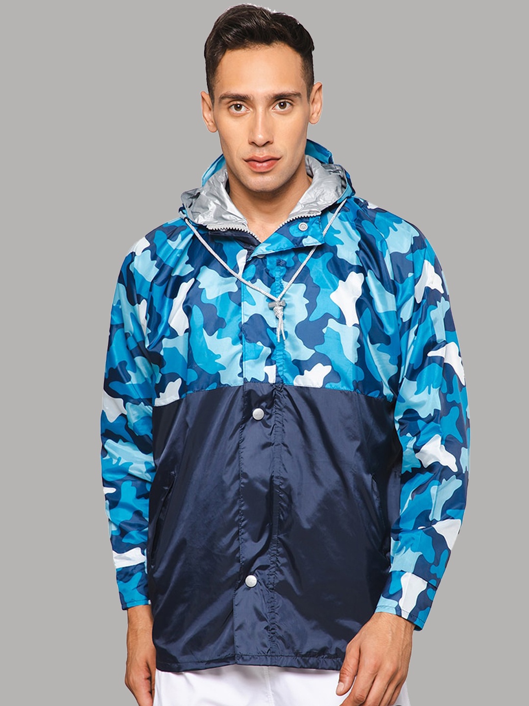 

THE CLOWNFISH Napoleon Waterproof Double Coating Reversible Rain Jacket, Blue