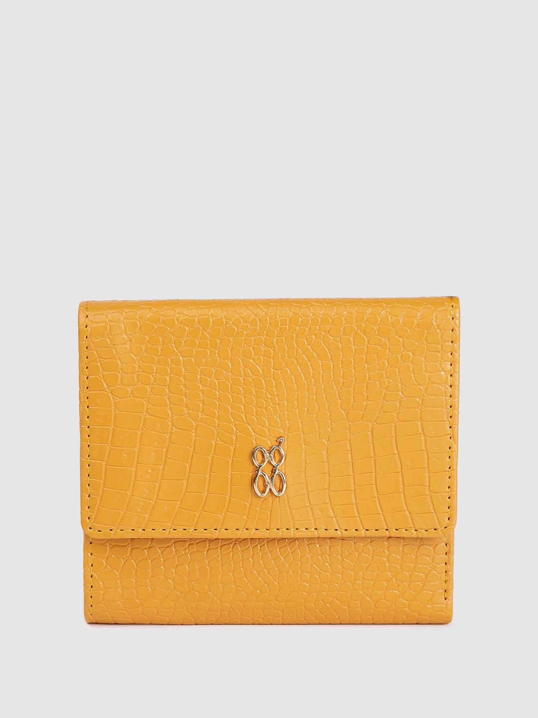 

Baggit Women Textured Three Fold Wallet, Yellow