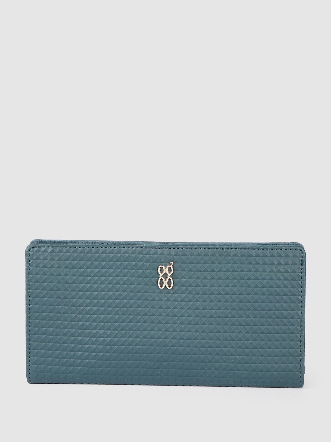 

Baggit Women Geometric Textured Two Fold Wallet, Teal