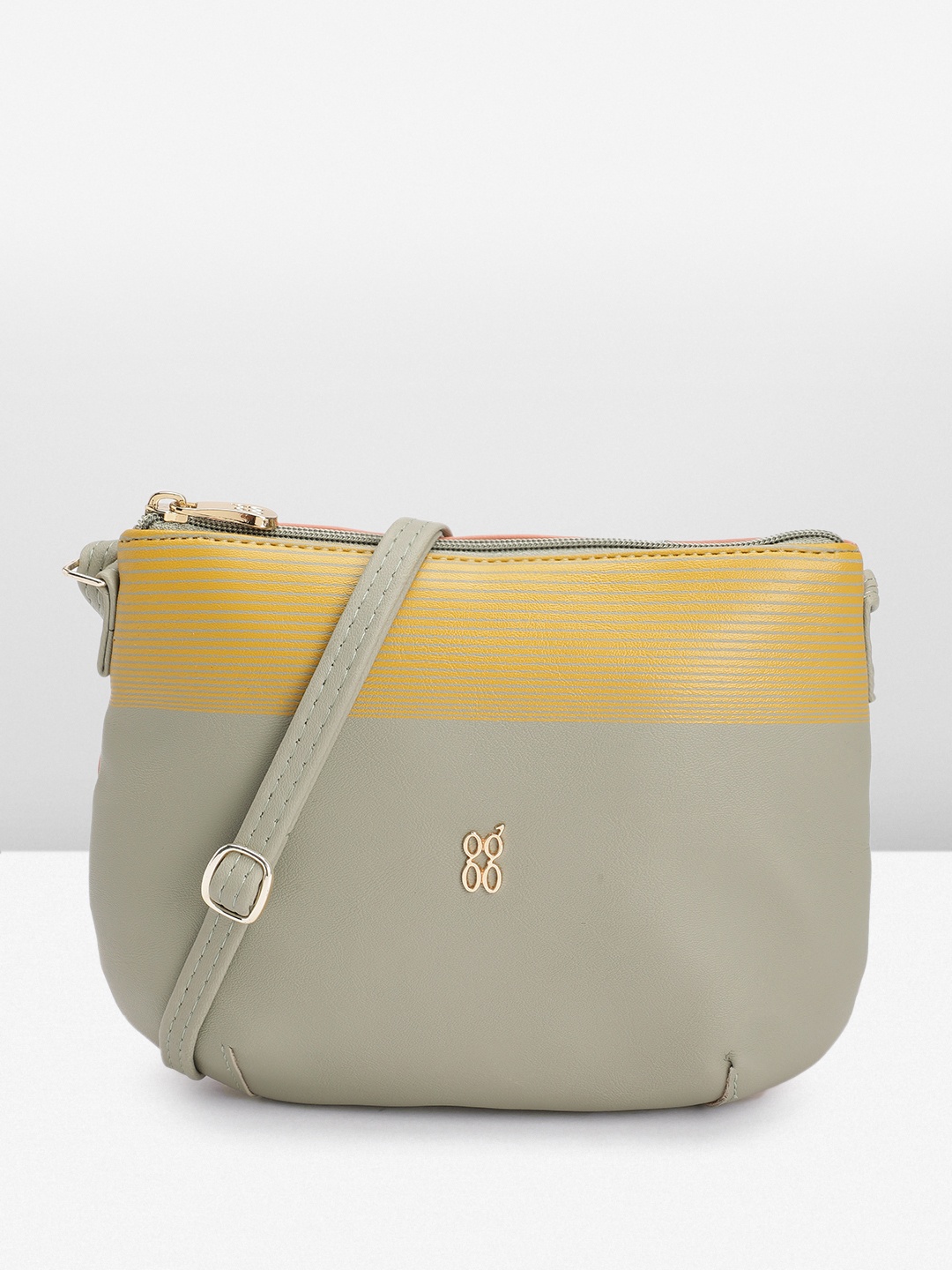 

Baggit Striped Structured Sling Bag, Green