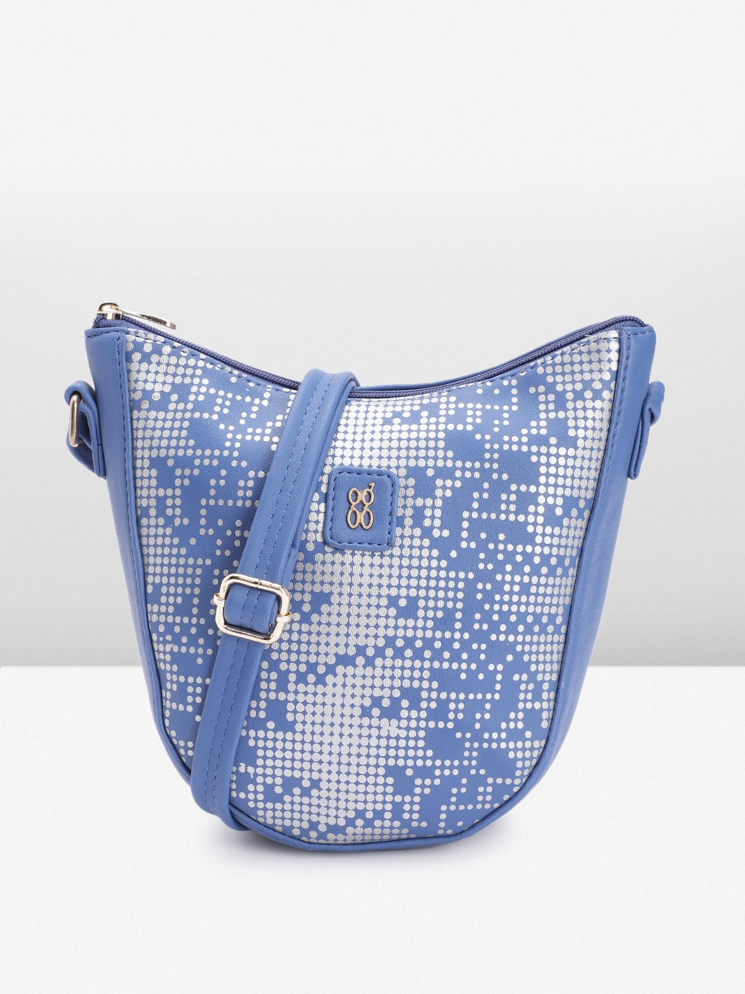 

Baggit Minute Geometric Print PU Structured Sling Bag, Blue
