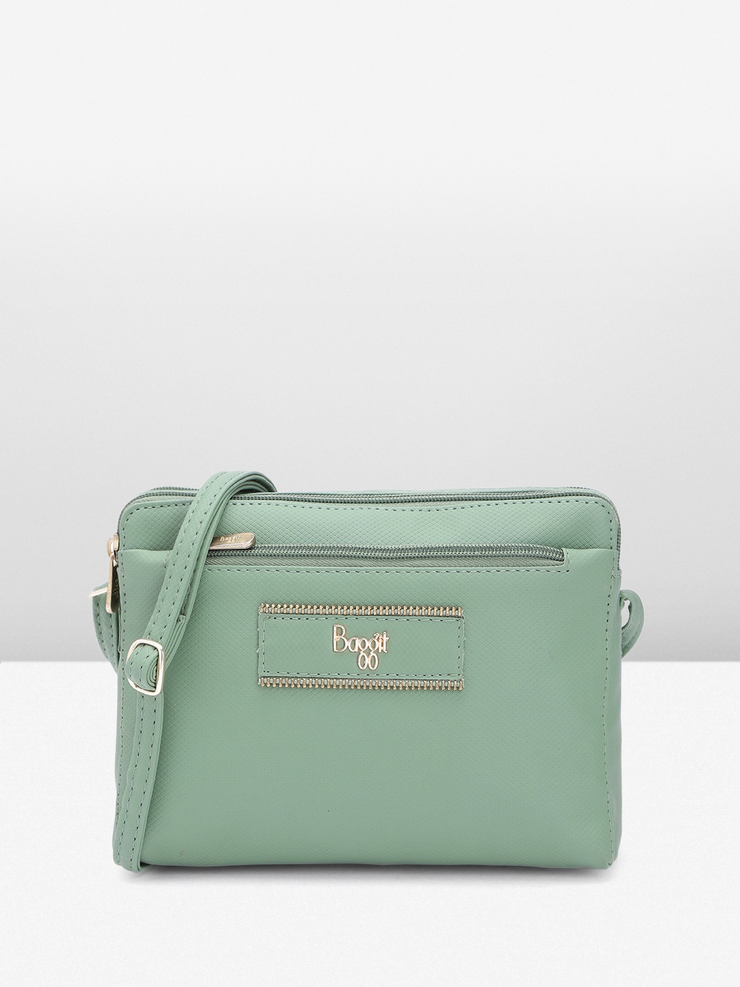 

Baggit Geometric Textured Sling Bag, Green