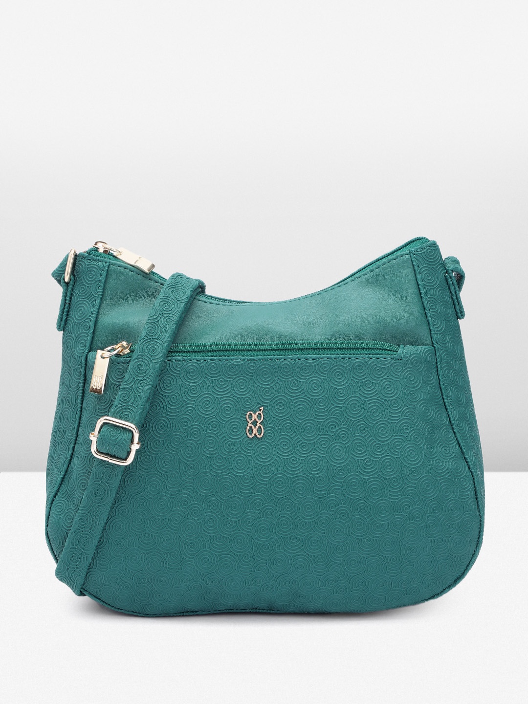 

Baggit Geometric Textured Sling Bag, Teal