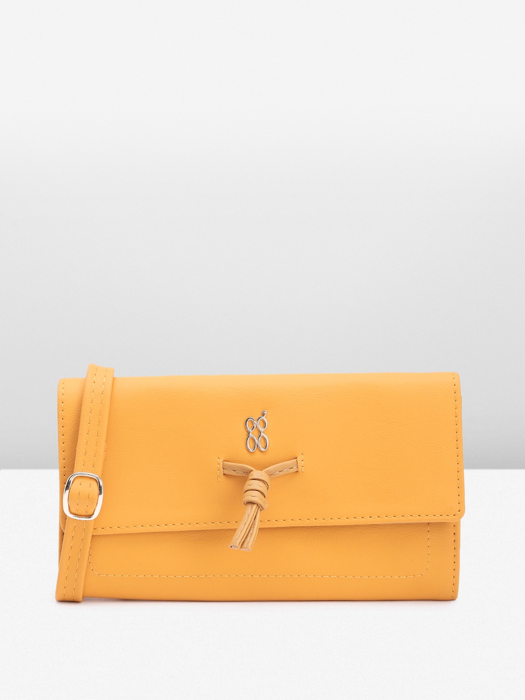 

Baggit Women Solid Applique PU Envelope Wallet With A Sling Strap, Yellow