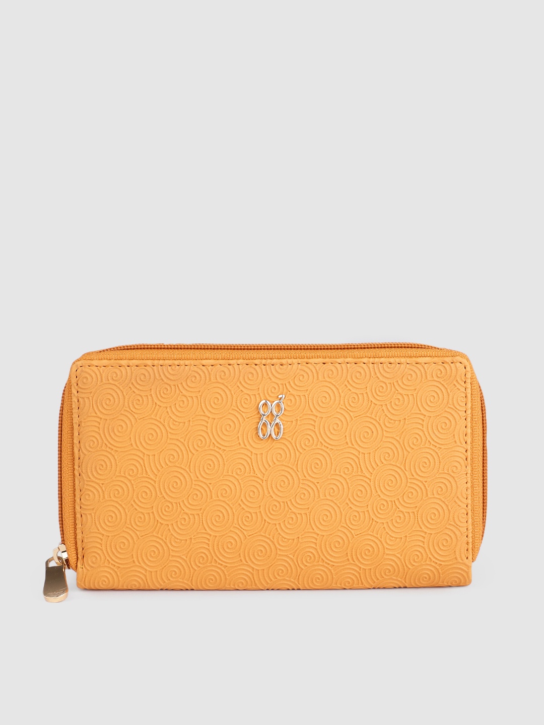 

Baggit Women Textured Zip Around Wallet, Mustard