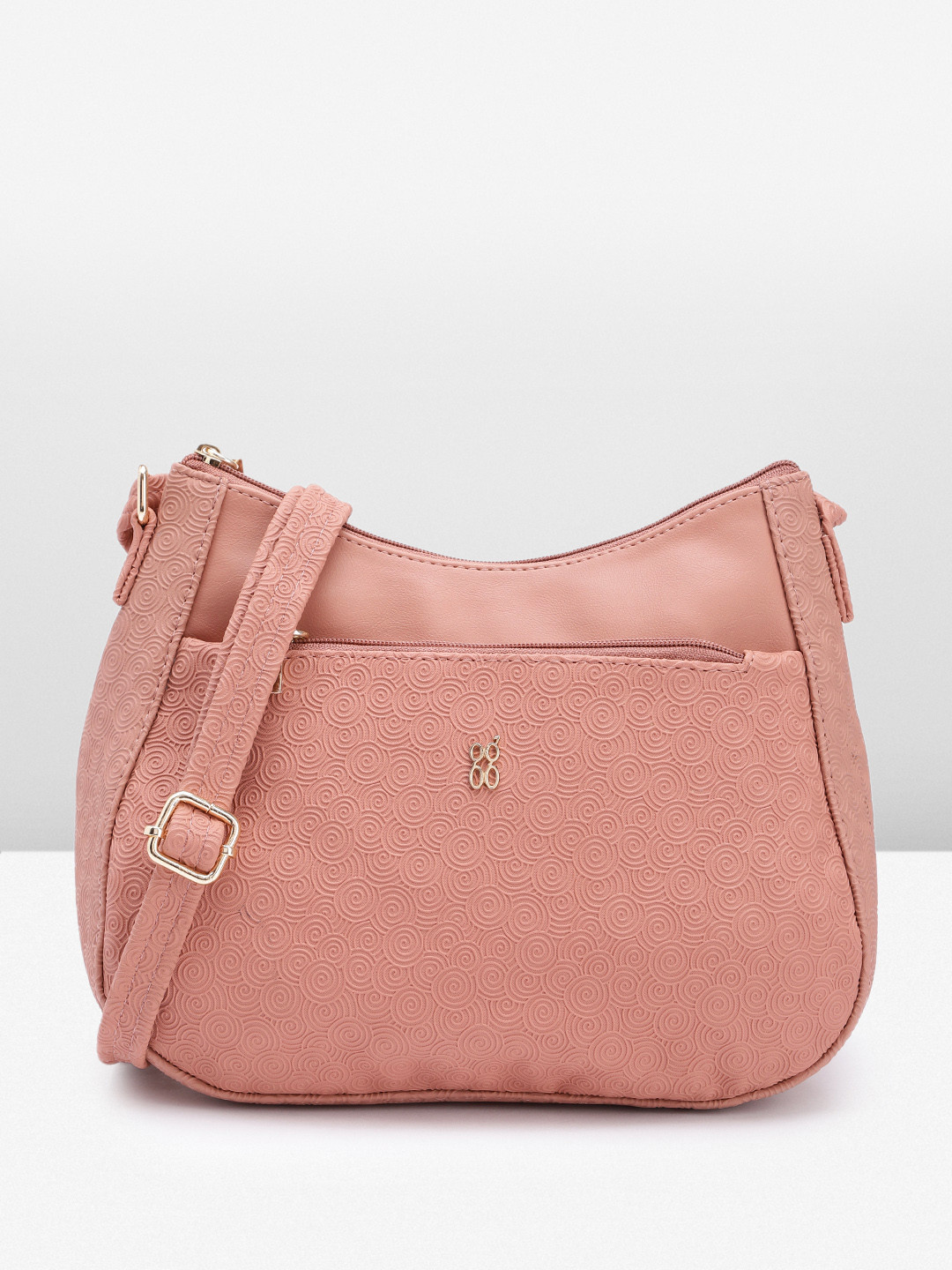 

Baggit Textured Structured Sling Bag, Rose