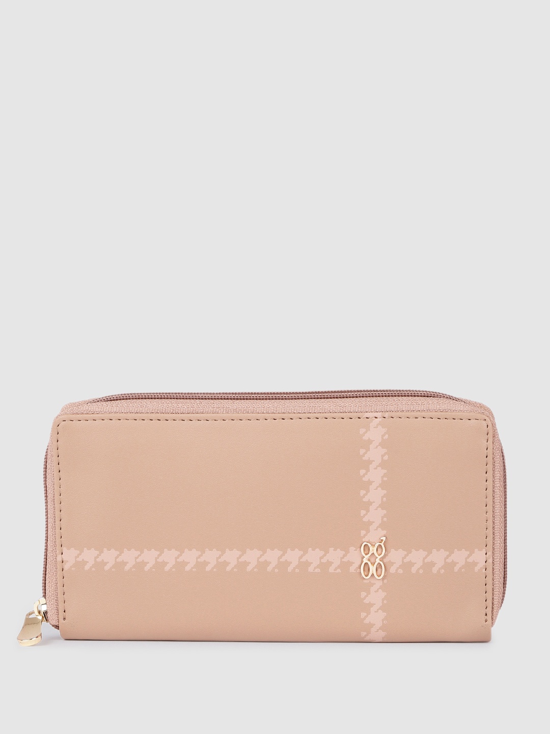 

Baggit Women Abstract Print PU Zip Around Wallet, Beige
