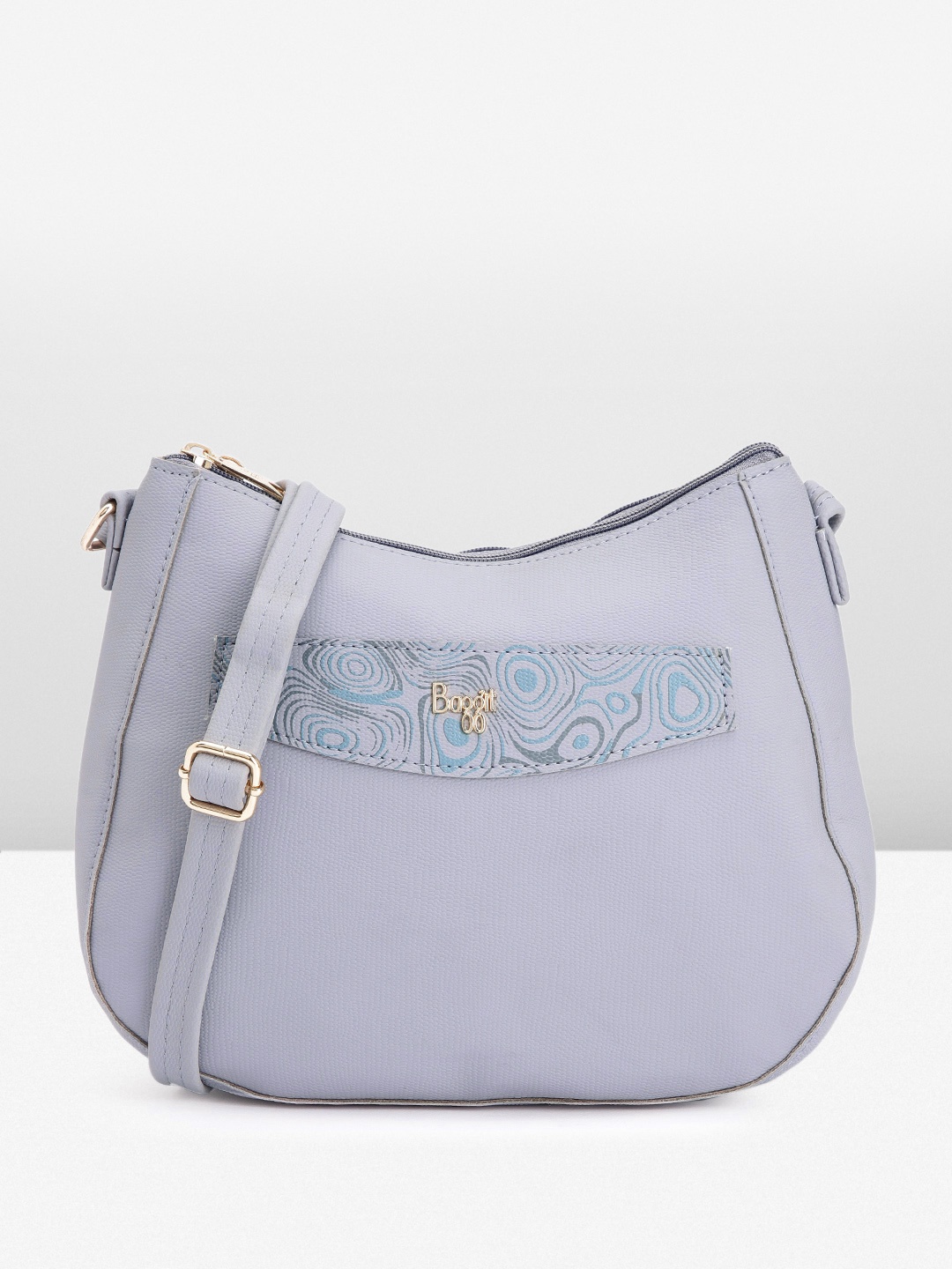 

Baggit Textured PU Structured Sling Bag with Printed Applique Detail, Lavender