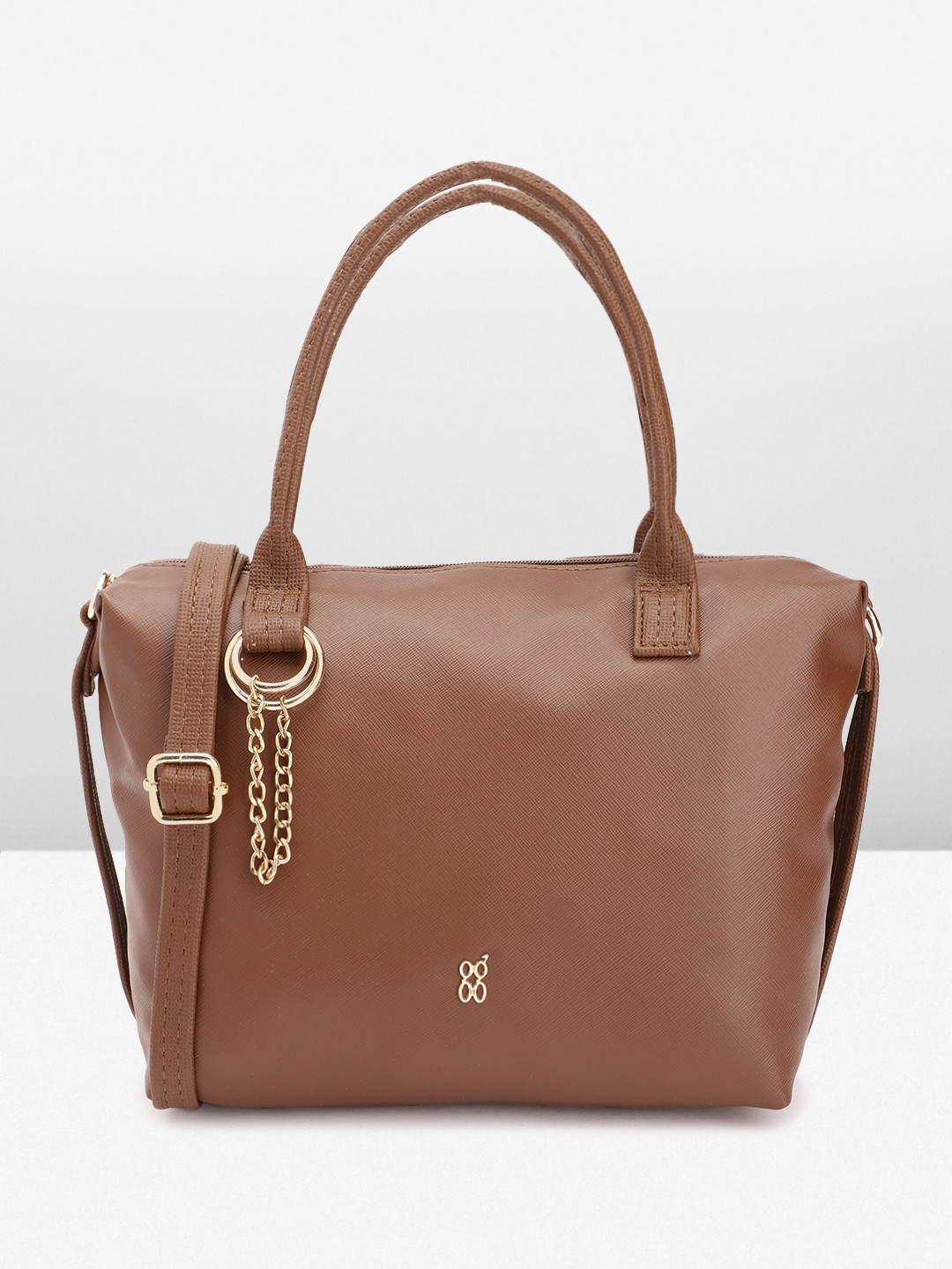 

Baggit Solid PU Structured Handheld Bag With Chain Detail, Brown