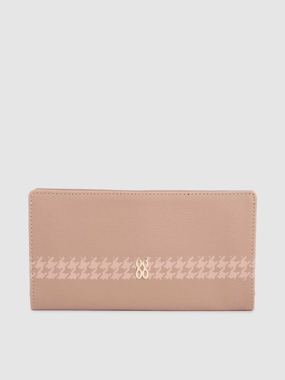 

Baggit Women Solid Two Fold Wallet with Printed Detail, Beige