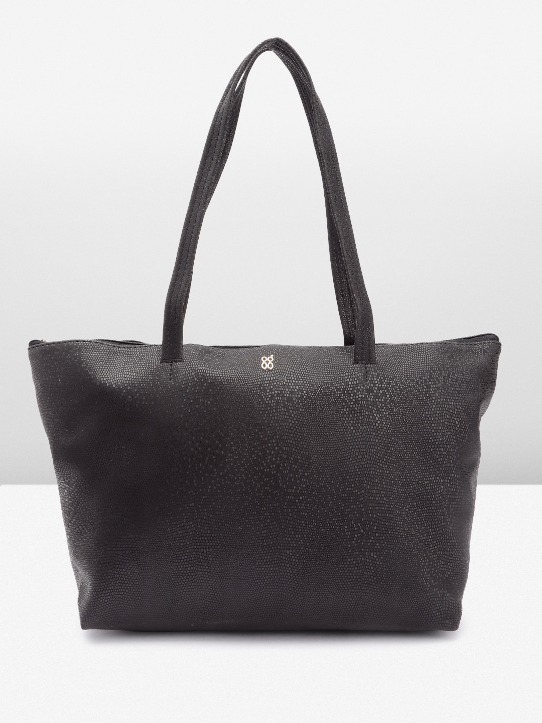 

Baggit Black Snake Skin Textured PU Oversized Structured Shoulder Bag