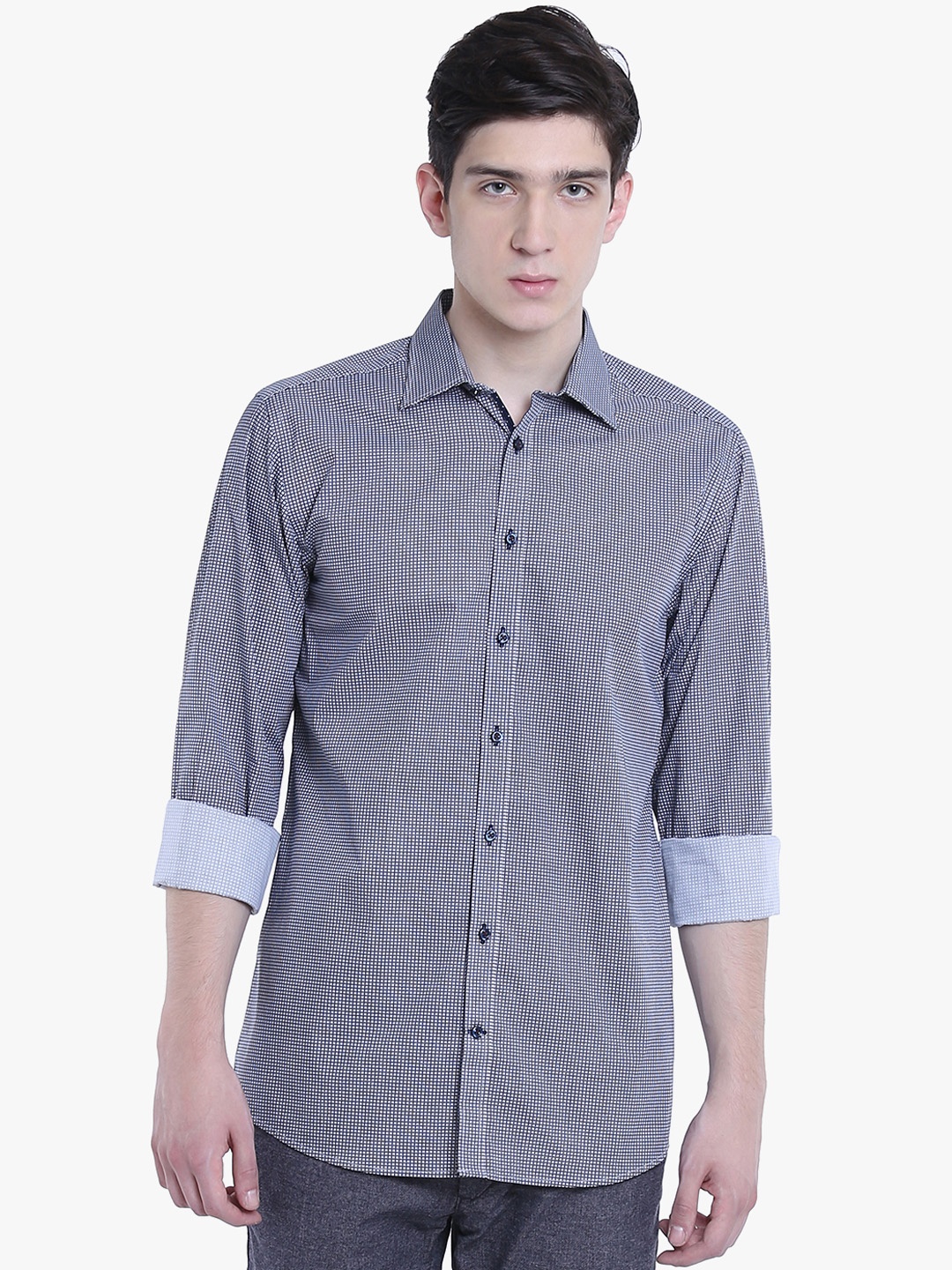 

Bruun & Stengade Men Grey & Black Slim Fit Printed Casual Shirt