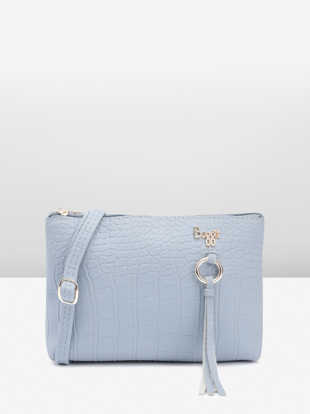 

Baggit Textured Sling Bag with Tasselled, Blue