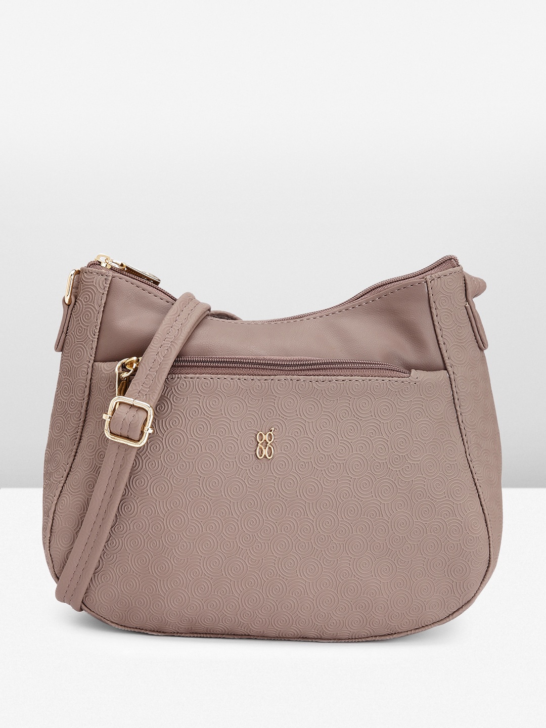 

Baggit Geometric Textured Sling Bag, Mauve