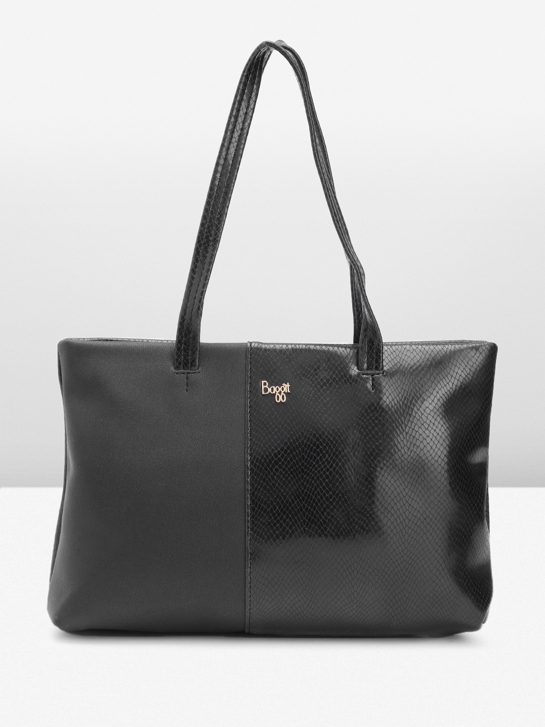 

Baggit Snake Skin Textured PU Structured Shoulder Bag, Black