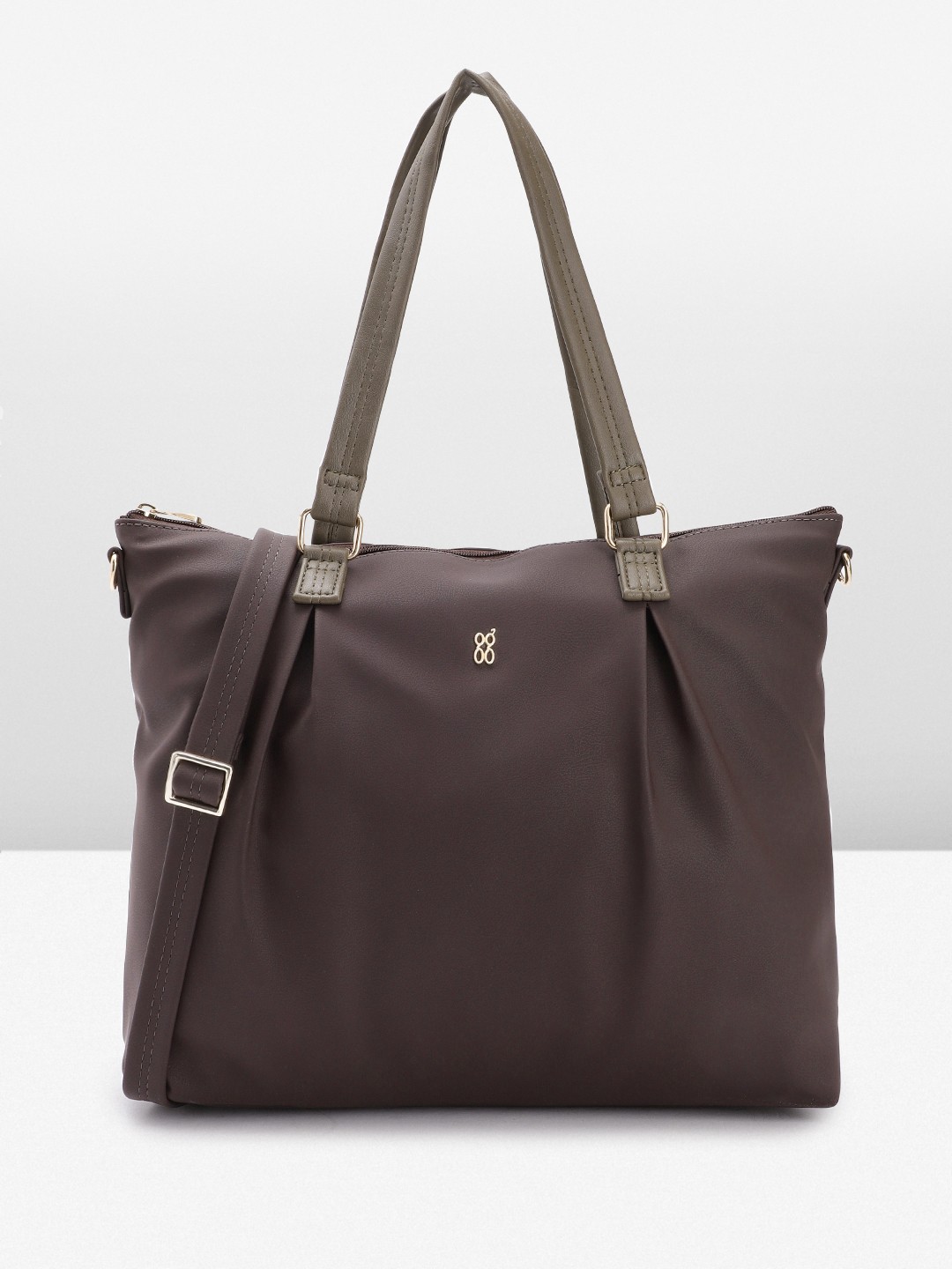 

Baggit Women Pleated Structured Laptop Handheld Bag, Brown