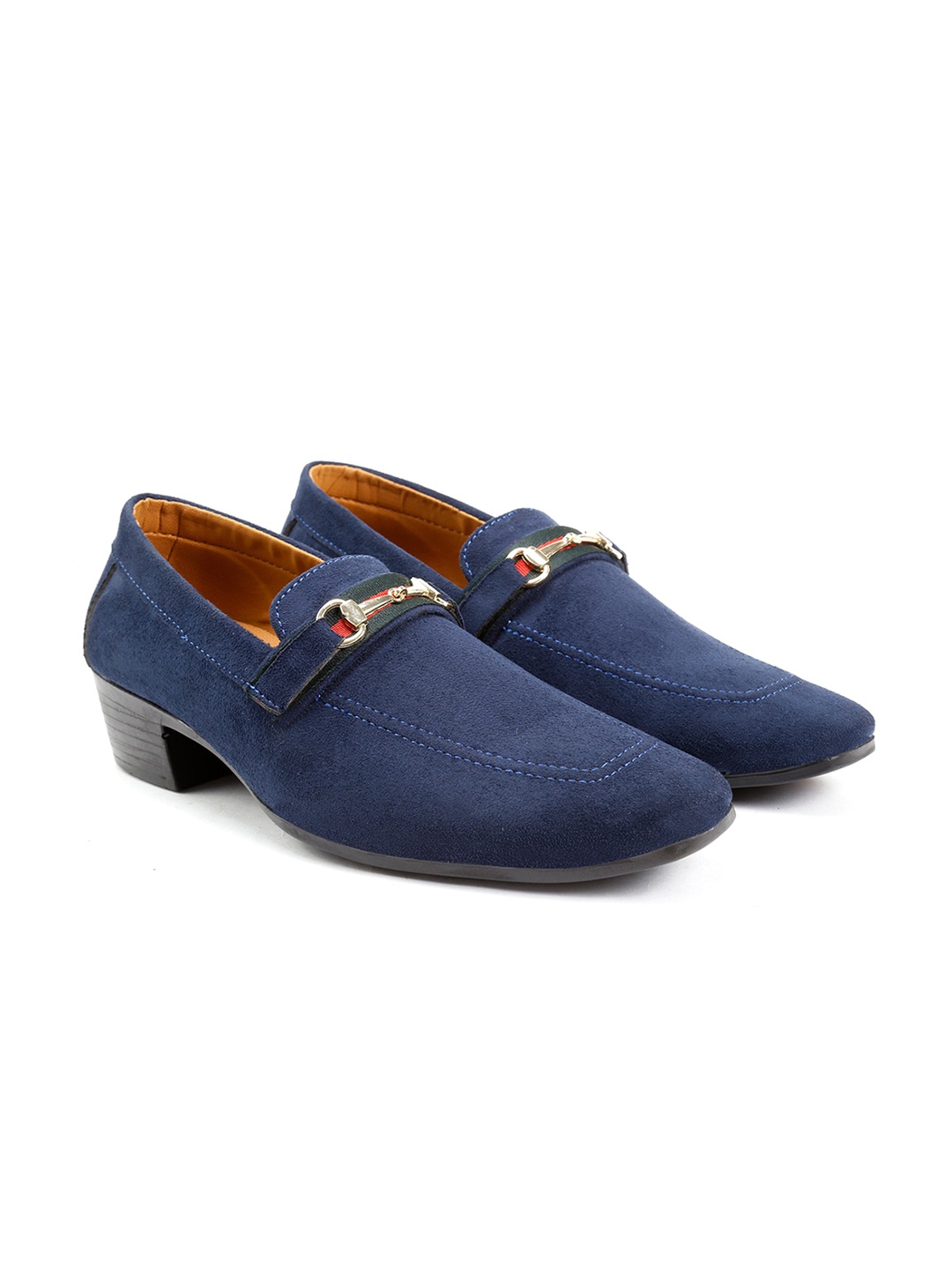 

Bxxy Men Buckled Suede Horsebit Loafers, Navy blue