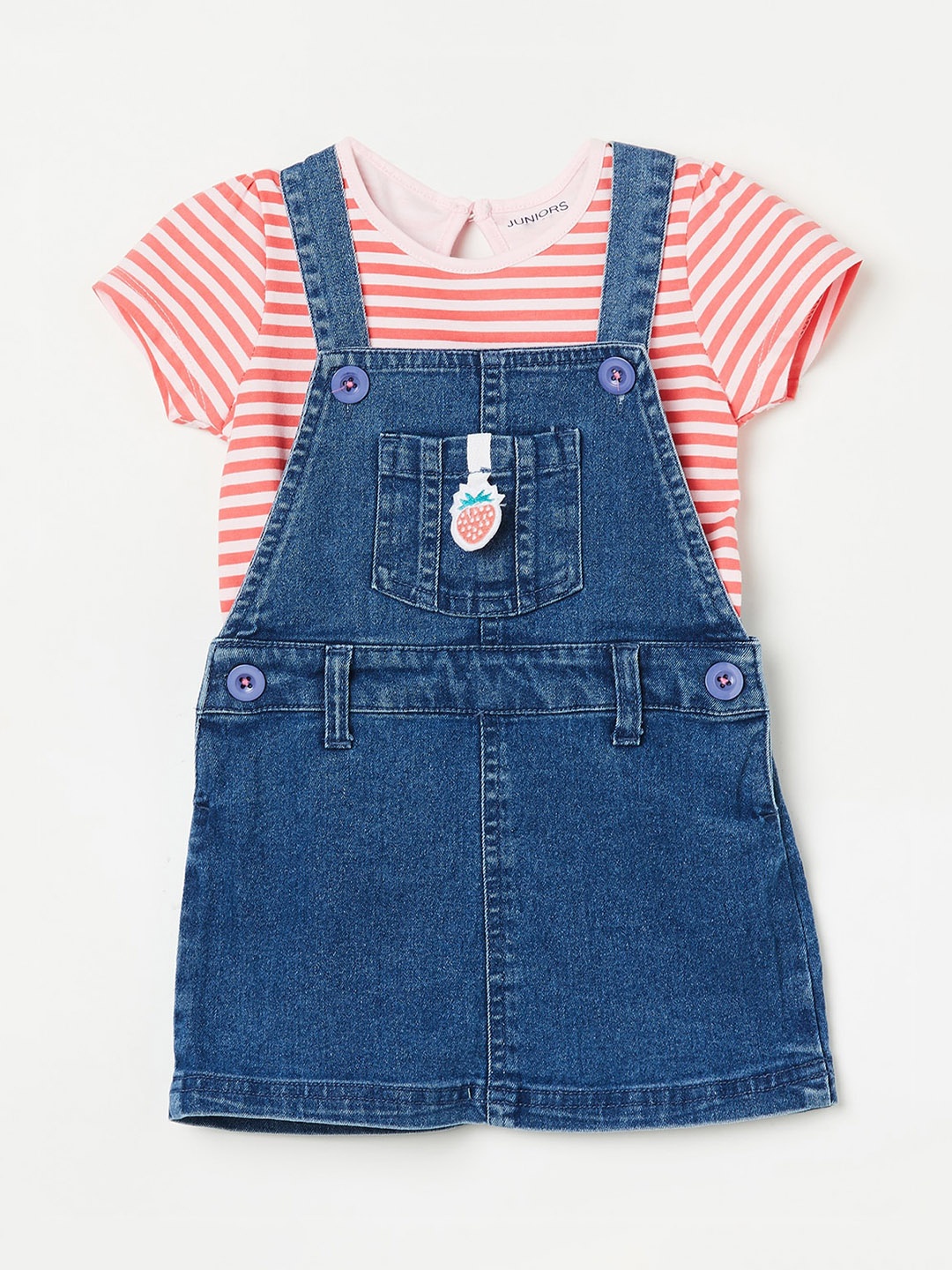 

Juniors by Lifestyle Girls Slim-Fit Dungaree With T-Shirt, Blue