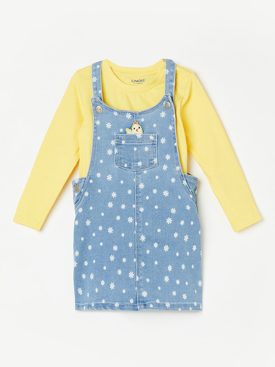

Juniors by Lifestyle Infant Girls Floral Printed Dungaree With T-shirt, Blue