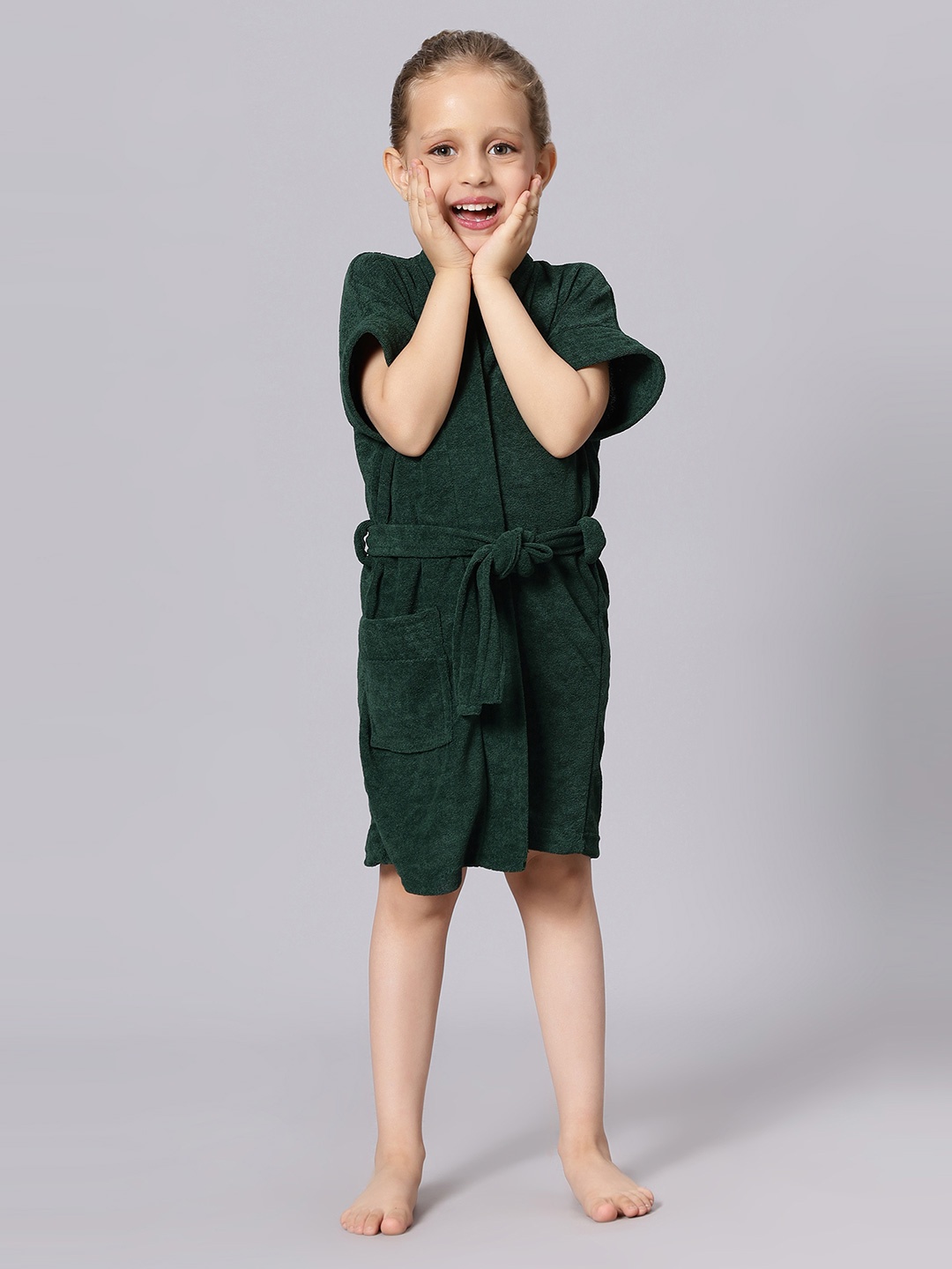 

LacyLook Girls Plain Terry Cotton Skin-Friendly Bath Robe, Green