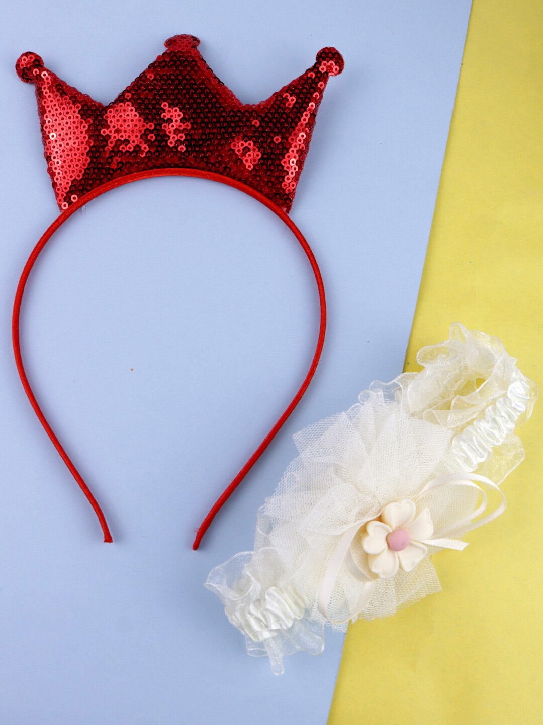 

VAGHBHATT Girls Set of 2 Hairbands, Red