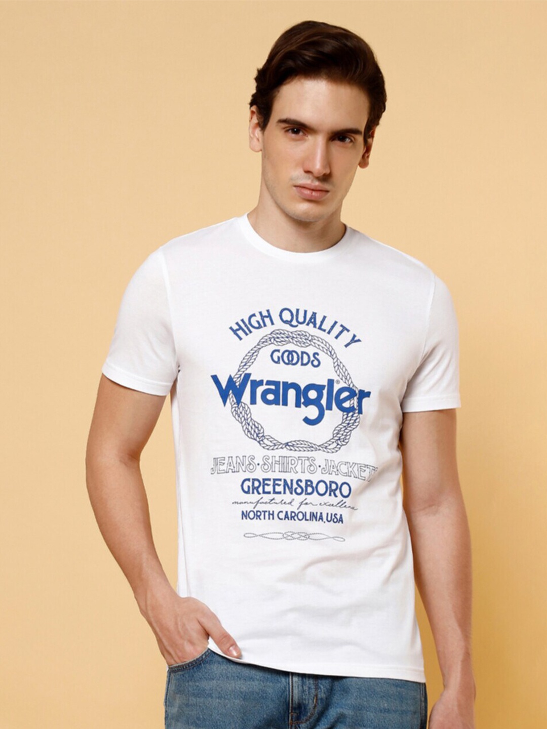 

Wrangler Typography Printed Cotton T-shirt, White