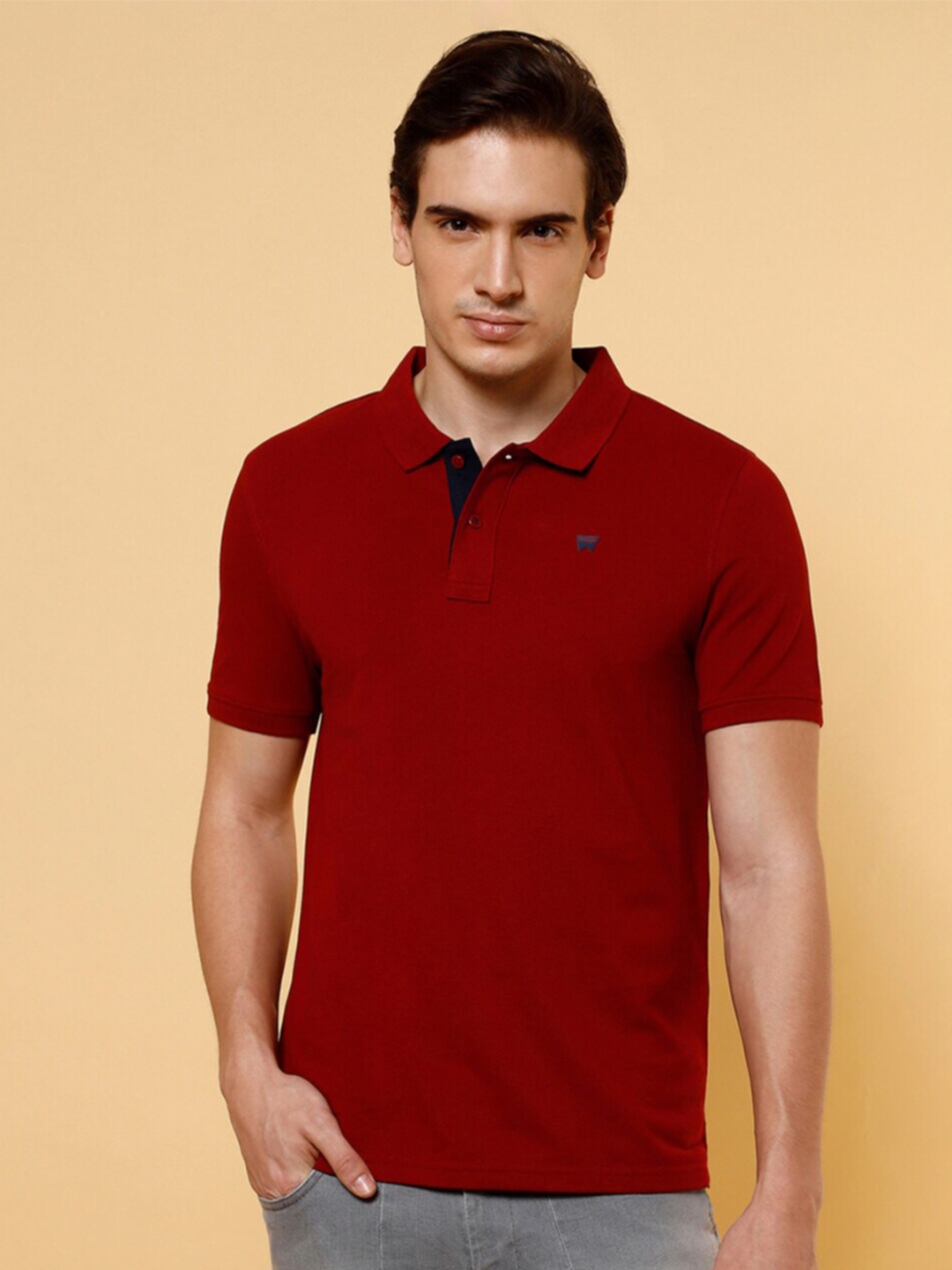 

Wrangler Polo Collar Short Sleeves Cotton T-shirt, Maroon