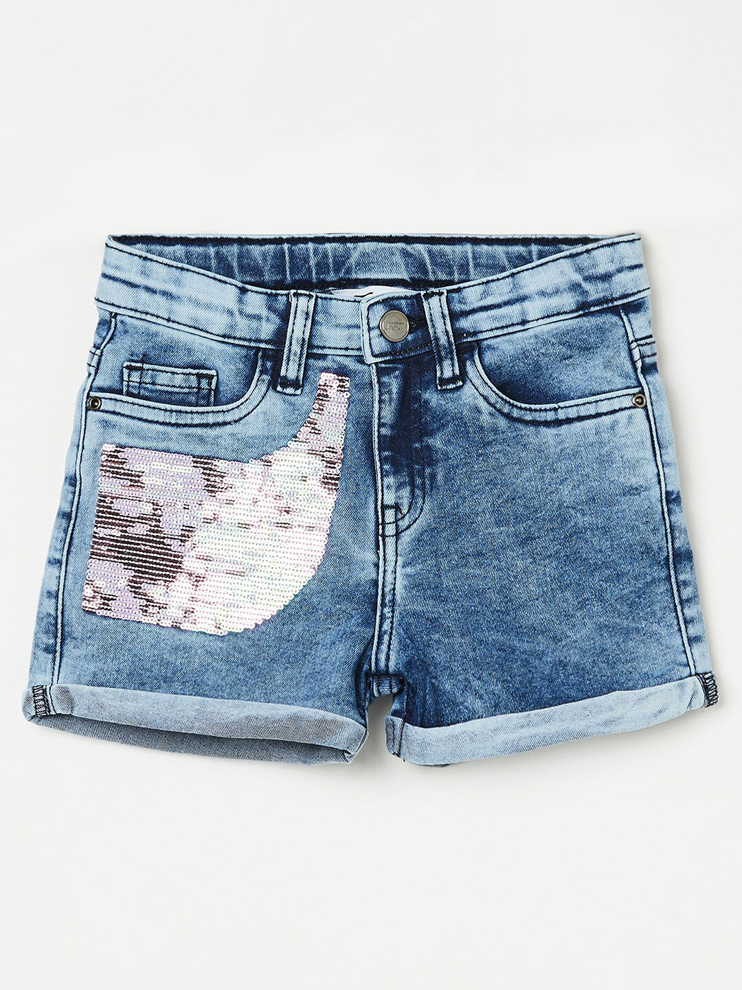 

Fame Forever by Lifestyle Girls Embellished Mid-Rise Denim Shorts, Blue